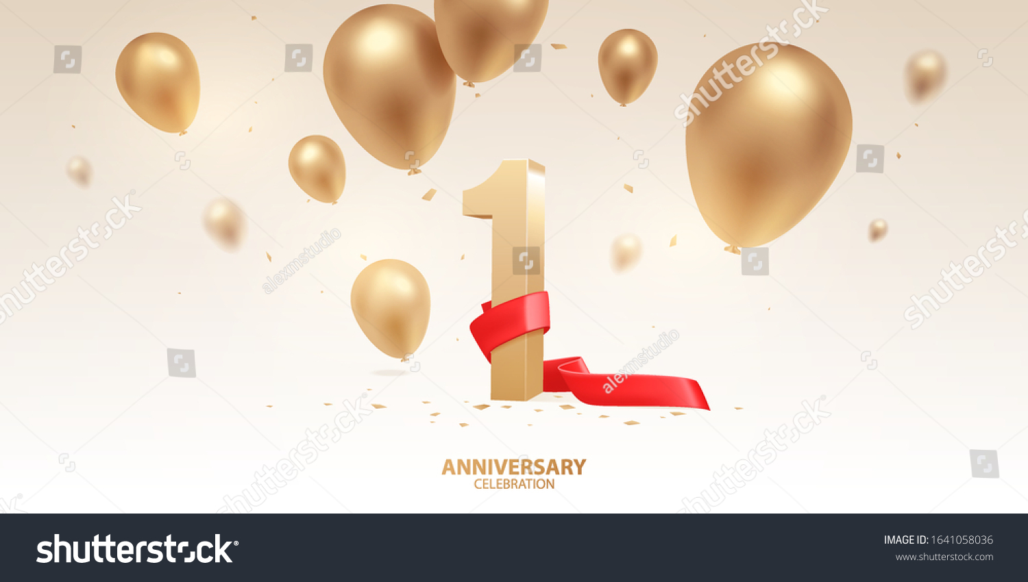 1st Year Anniversary Celebration Background 3d Stock Vector (Royalty ...