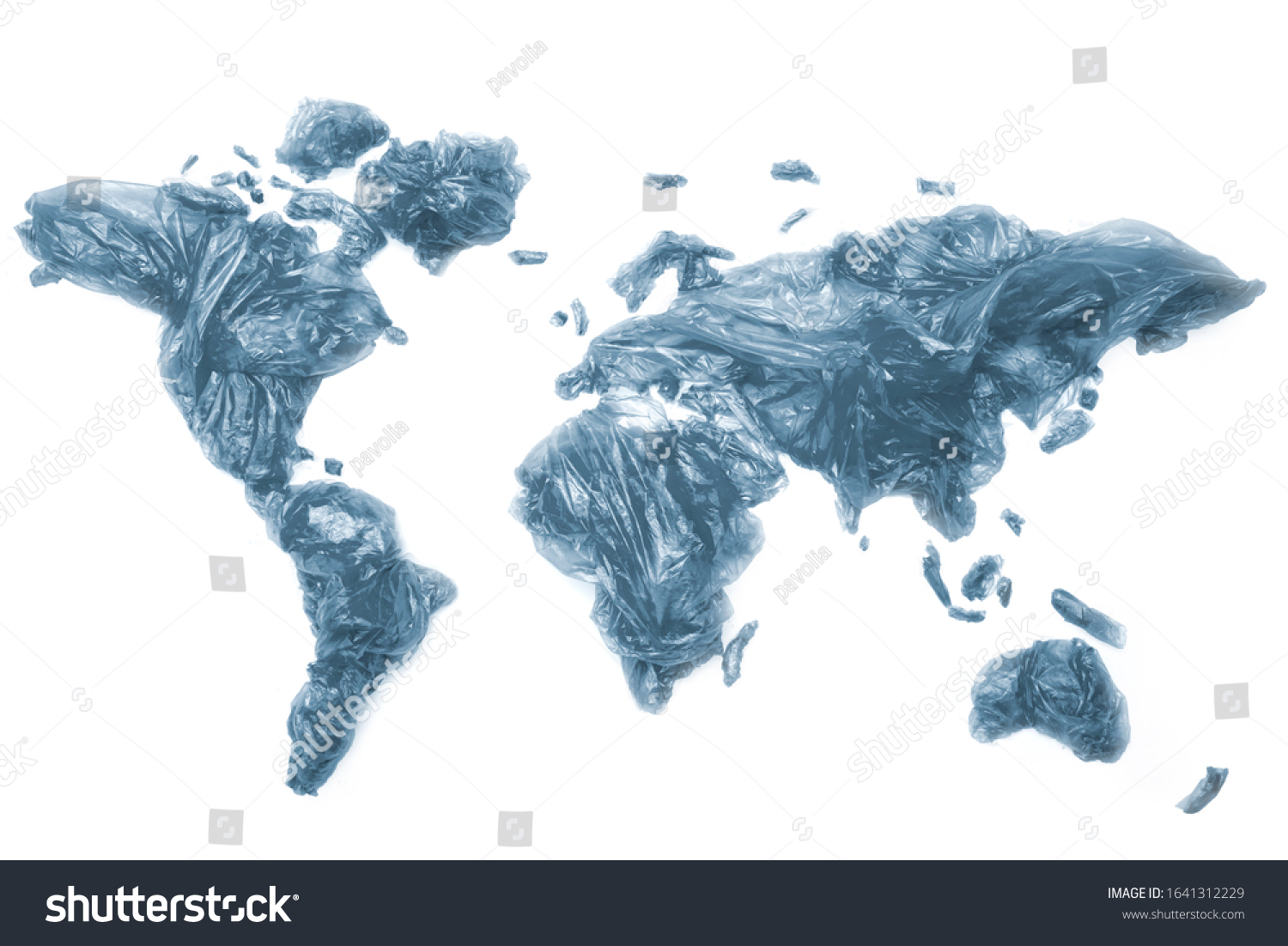 Global Concept Plastic Pollution World Map Stock Photo 1641312229   Stock Photo  Global Concept Of Plastic Pollution World Map With Plastic Bags For Trash On The Continent 1641312229 