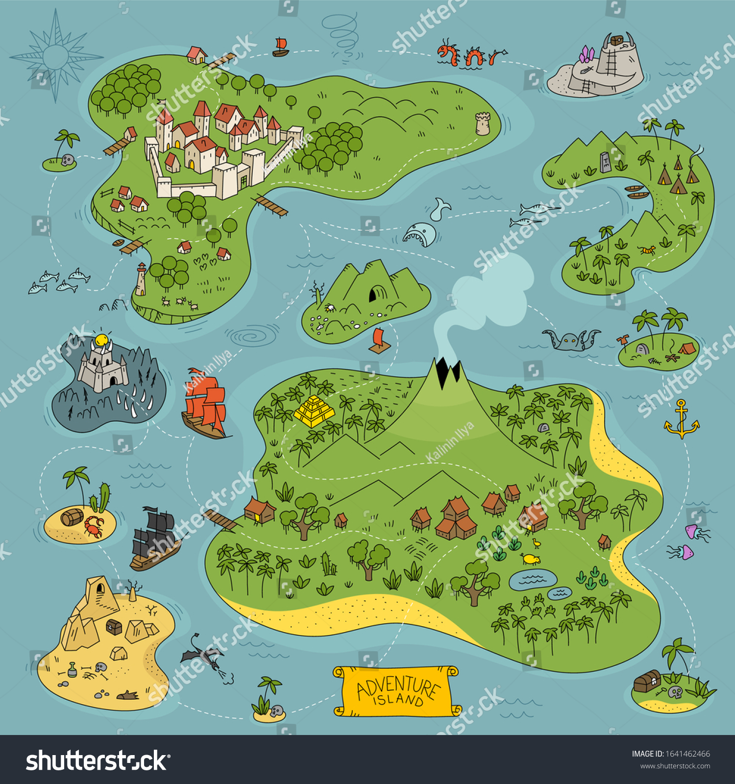 Board Game Kit Adventure Island Map Stock Vector (Royalty Free ...