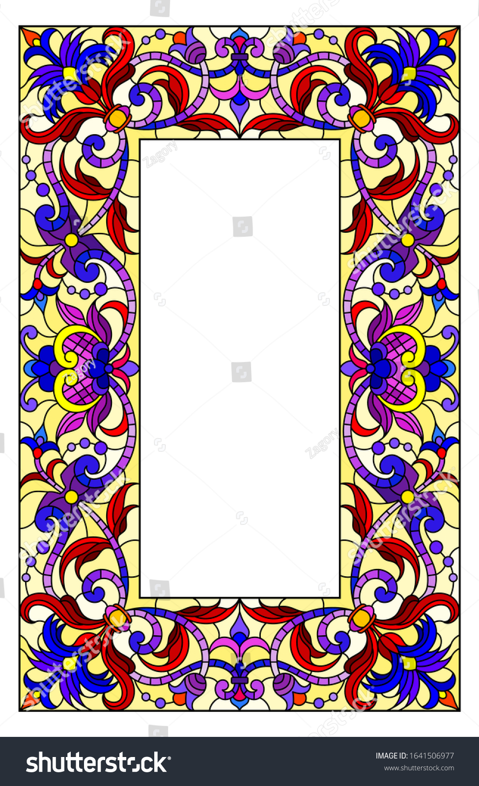 Illustration Stained Glass Style Flower Frame Stock Vector (Royalty ...