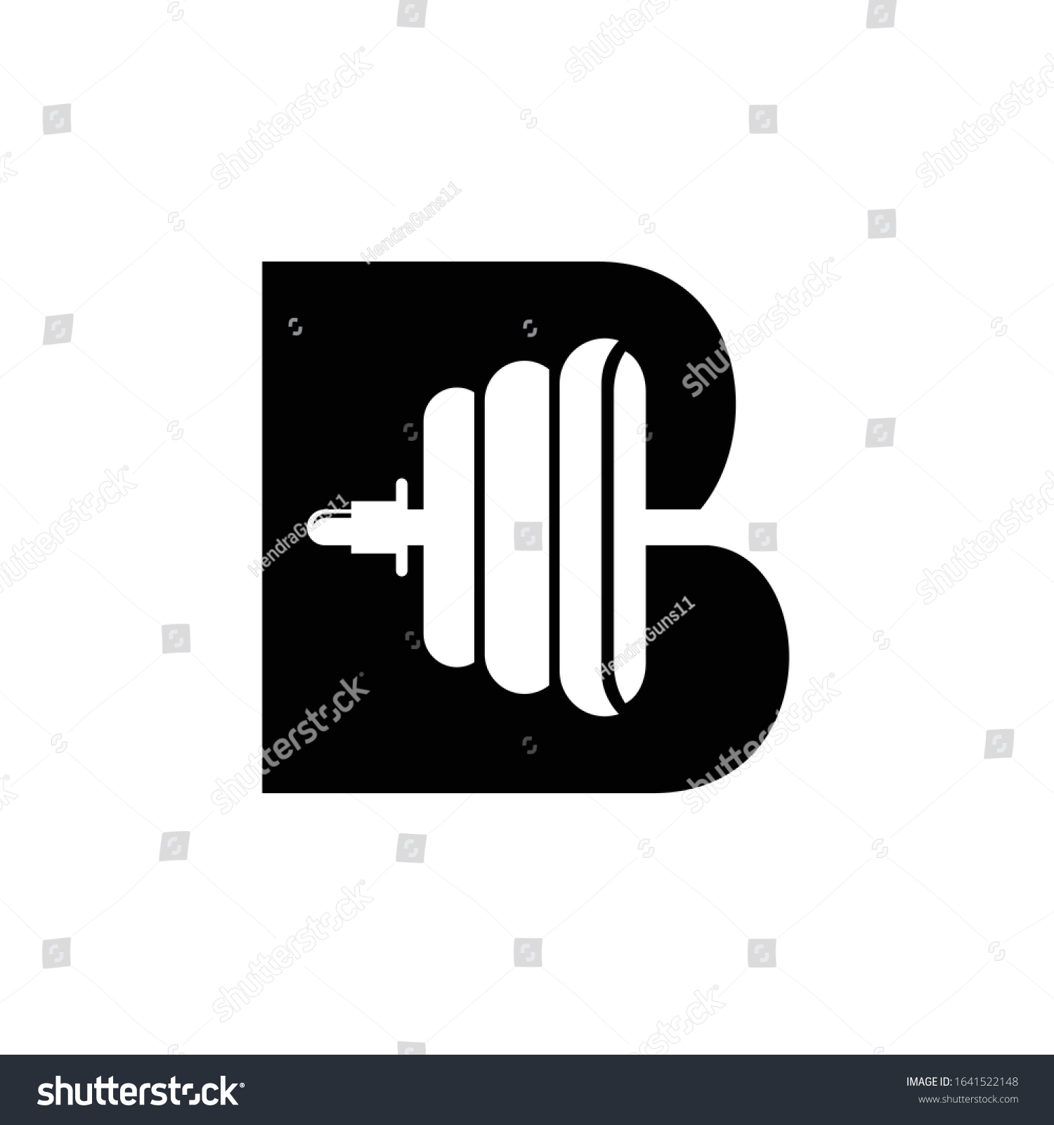 Letter B Fitness Gym Logo Design Stock Vector (Royalty Free) 1641522148 ...