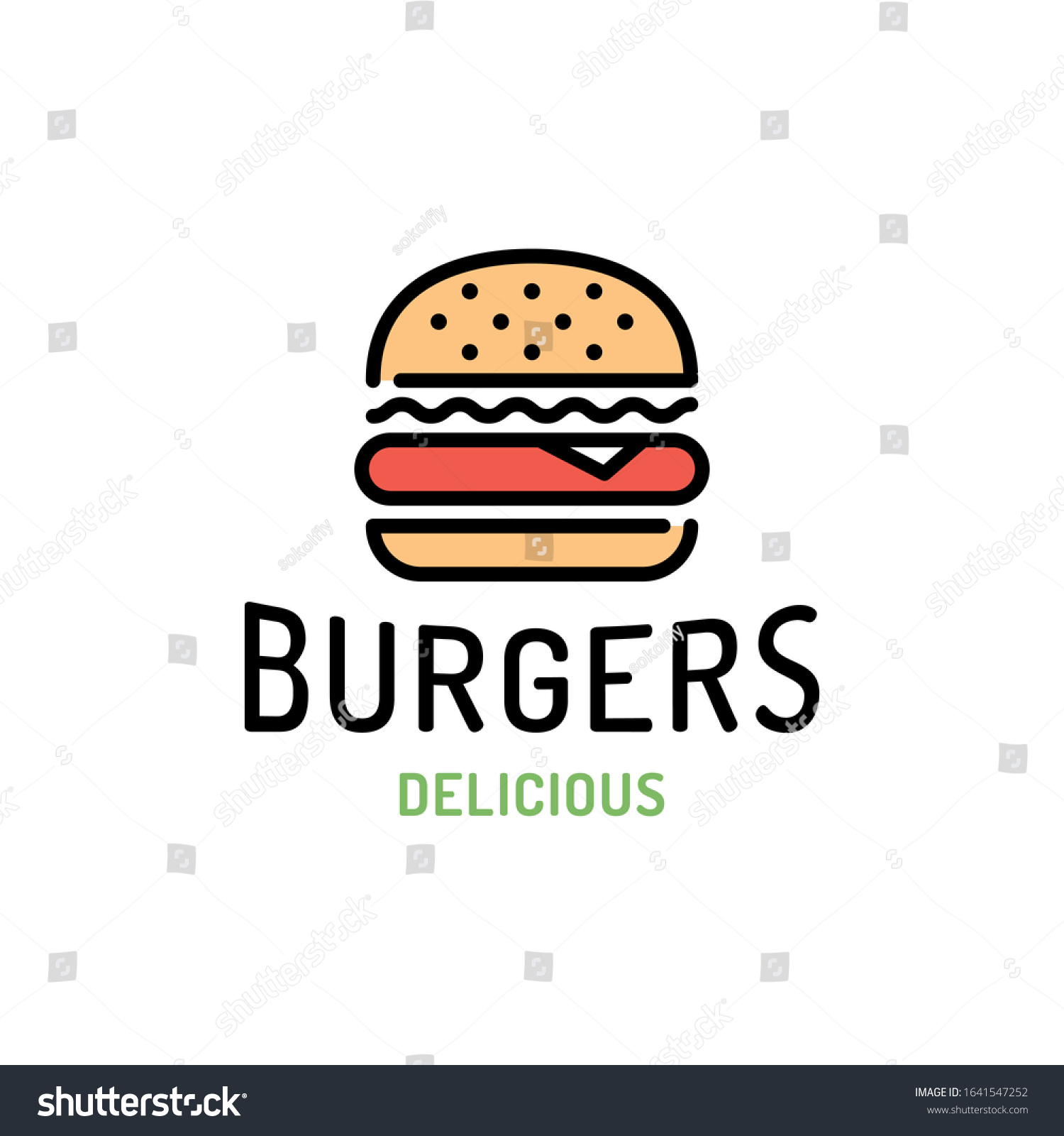 Vector Burger Logo Design Template Line Stock Vector Royalty Free 1641547252 Shutterstock 9380