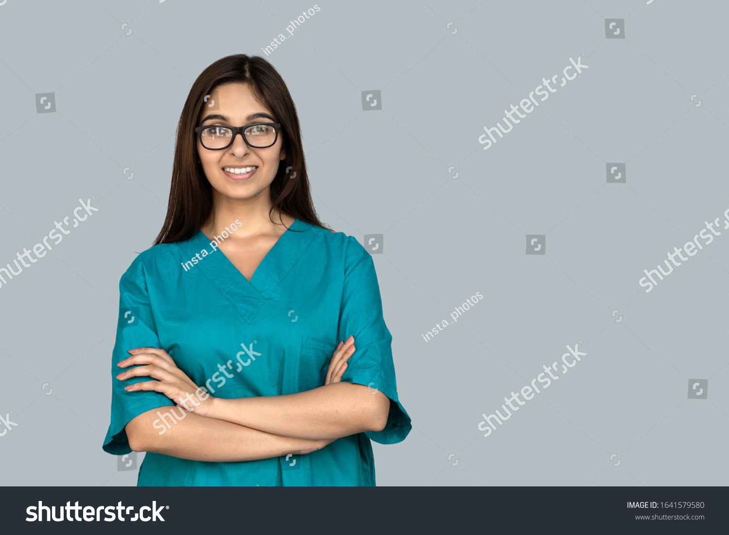 Smiling Young Indian Woman Professional Nurse Stock Photo 1641579580 ...