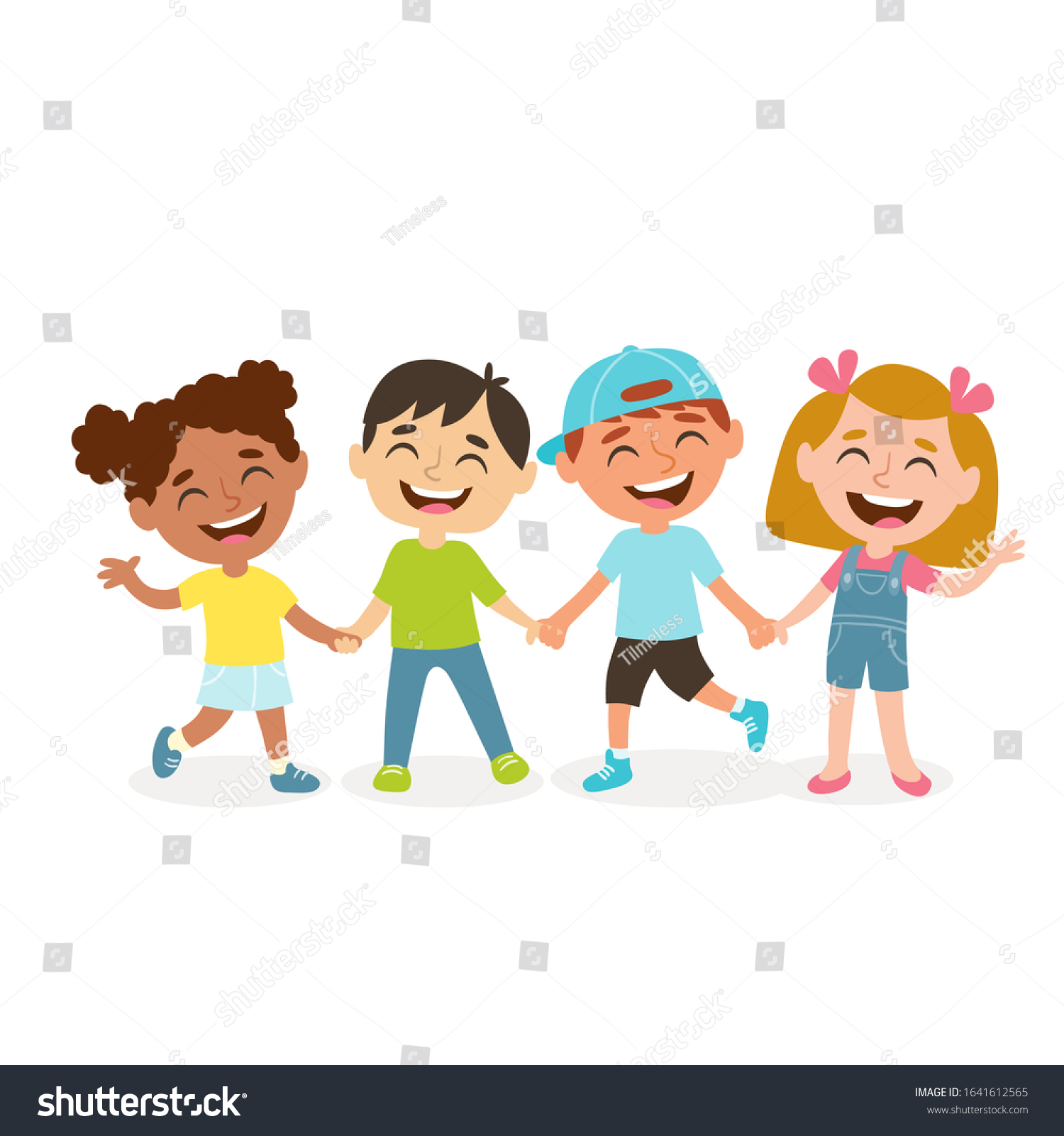 Group Kids Holding Hands Togethers Image Stock Illustration 1641612565 ...