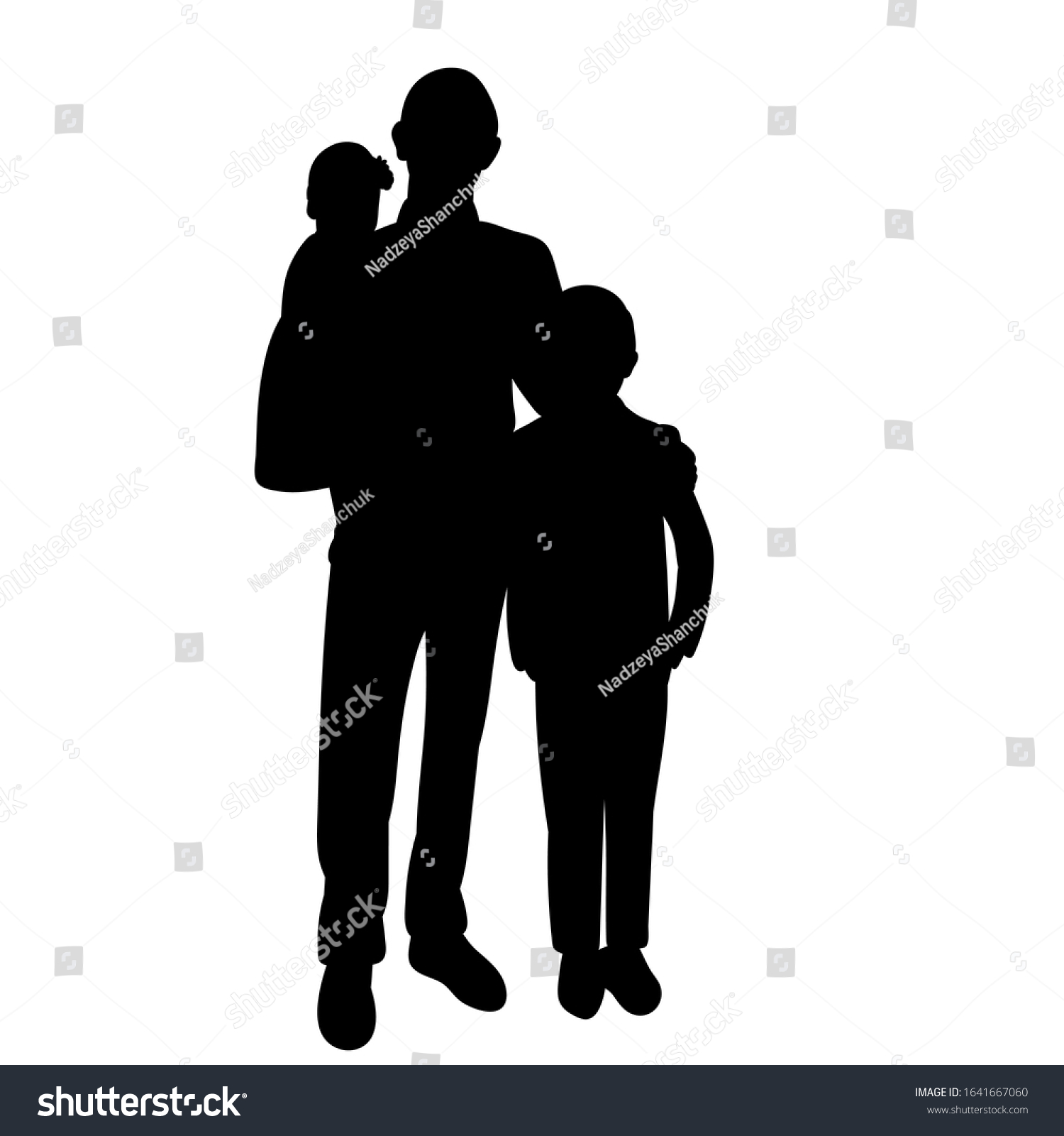 Black Silhouette Parents Children Stock Vector (Royalty Free ...