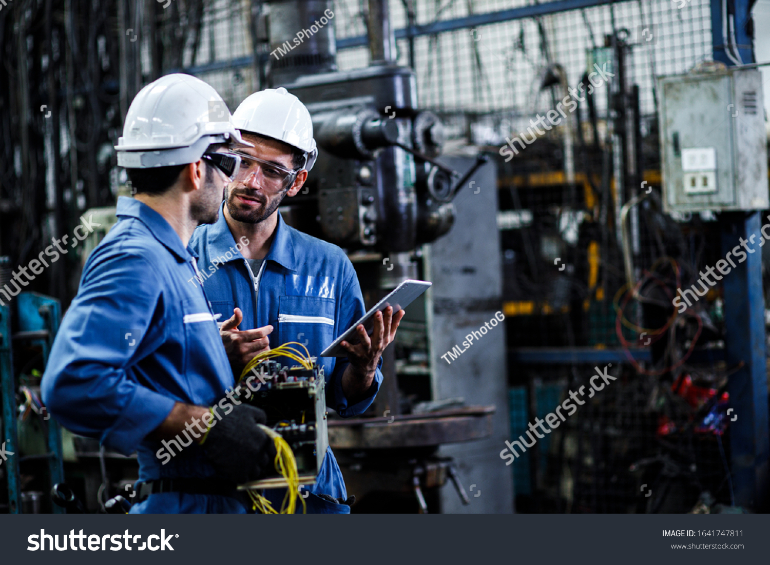 Two Men Engineer Talking Modern Factory Stock Photo 1641747811 ...