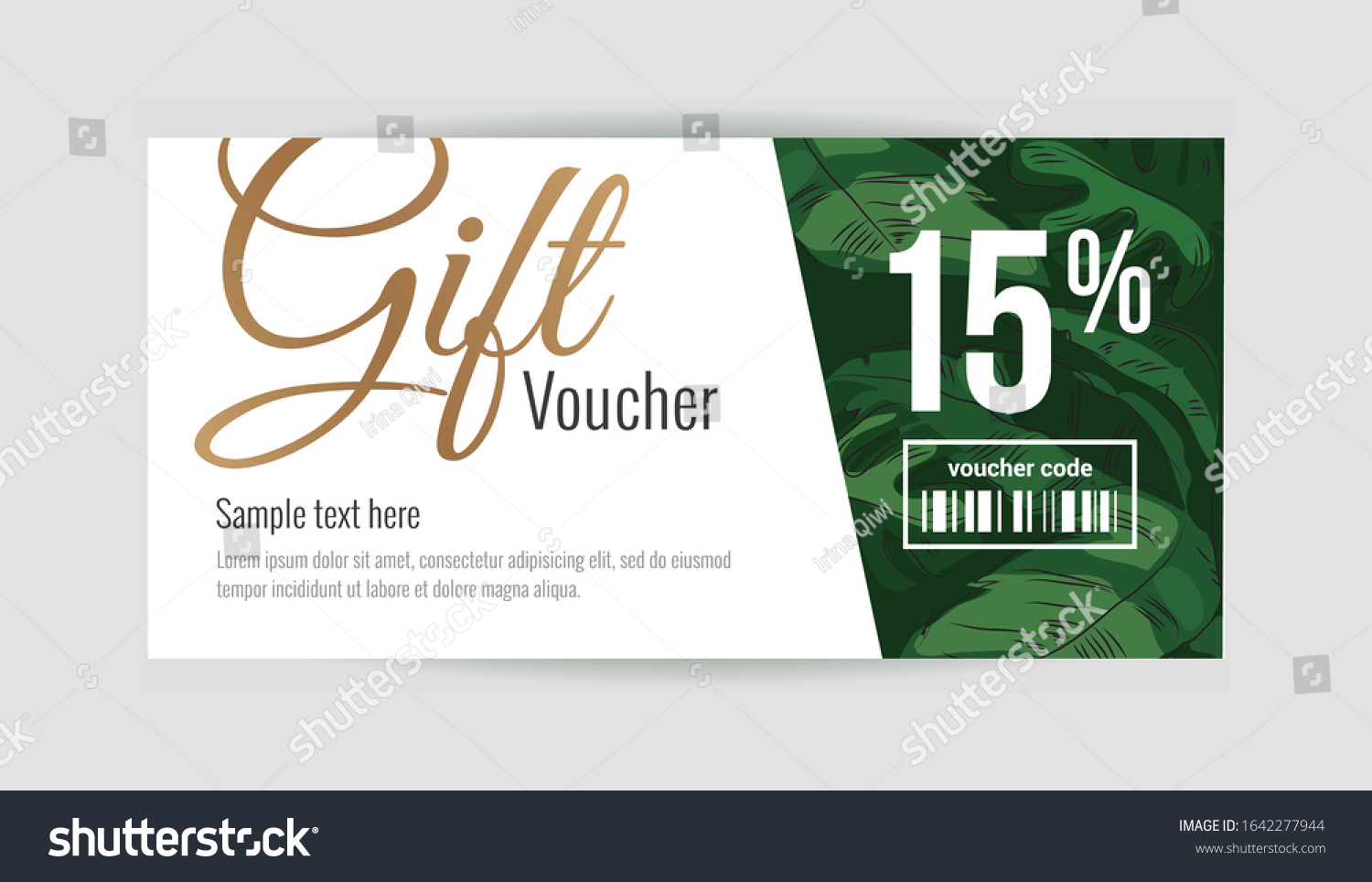 Gift Voucher Template Tropical Plant Leaves Stock Vector (Royalty Free ...