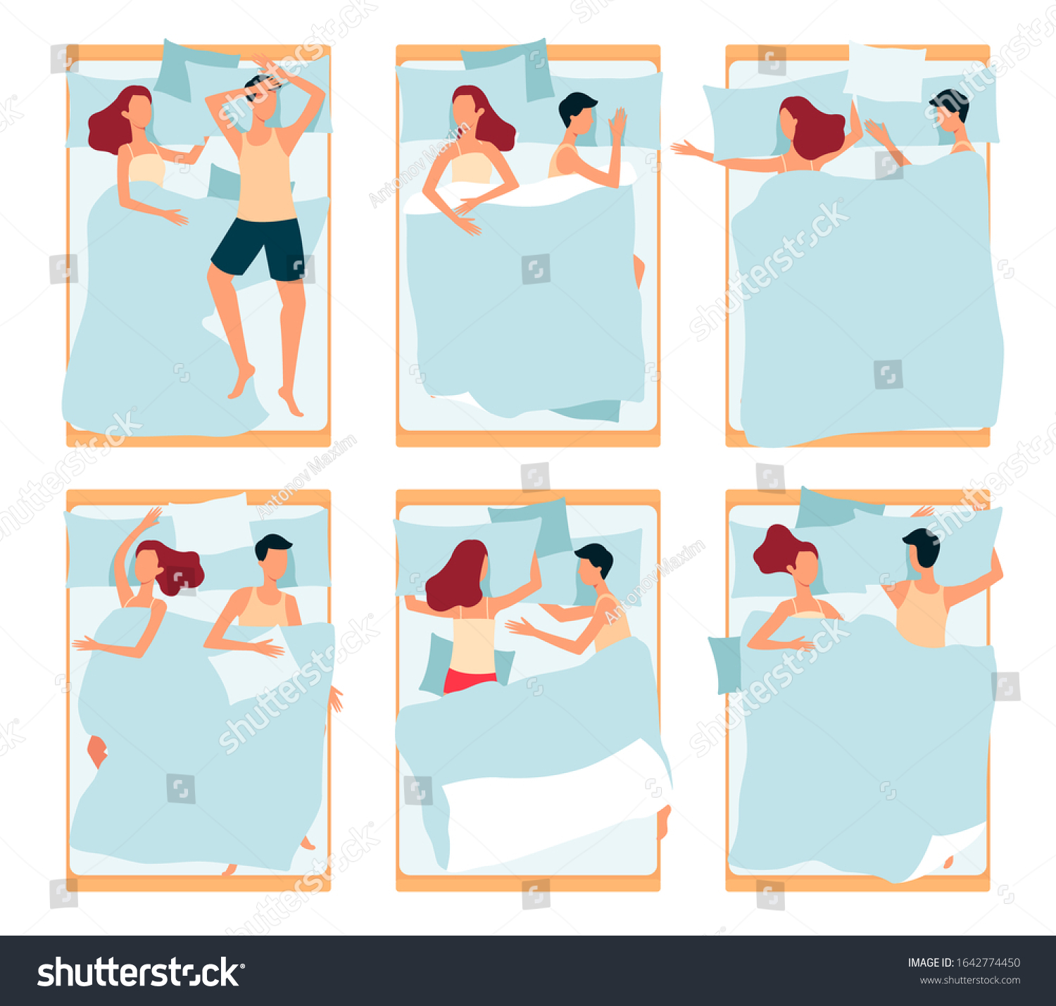 Caucasian Couple Man Woman Sleeping Together 스톡 벡터로열티 프리 1642774450 Shutterstock