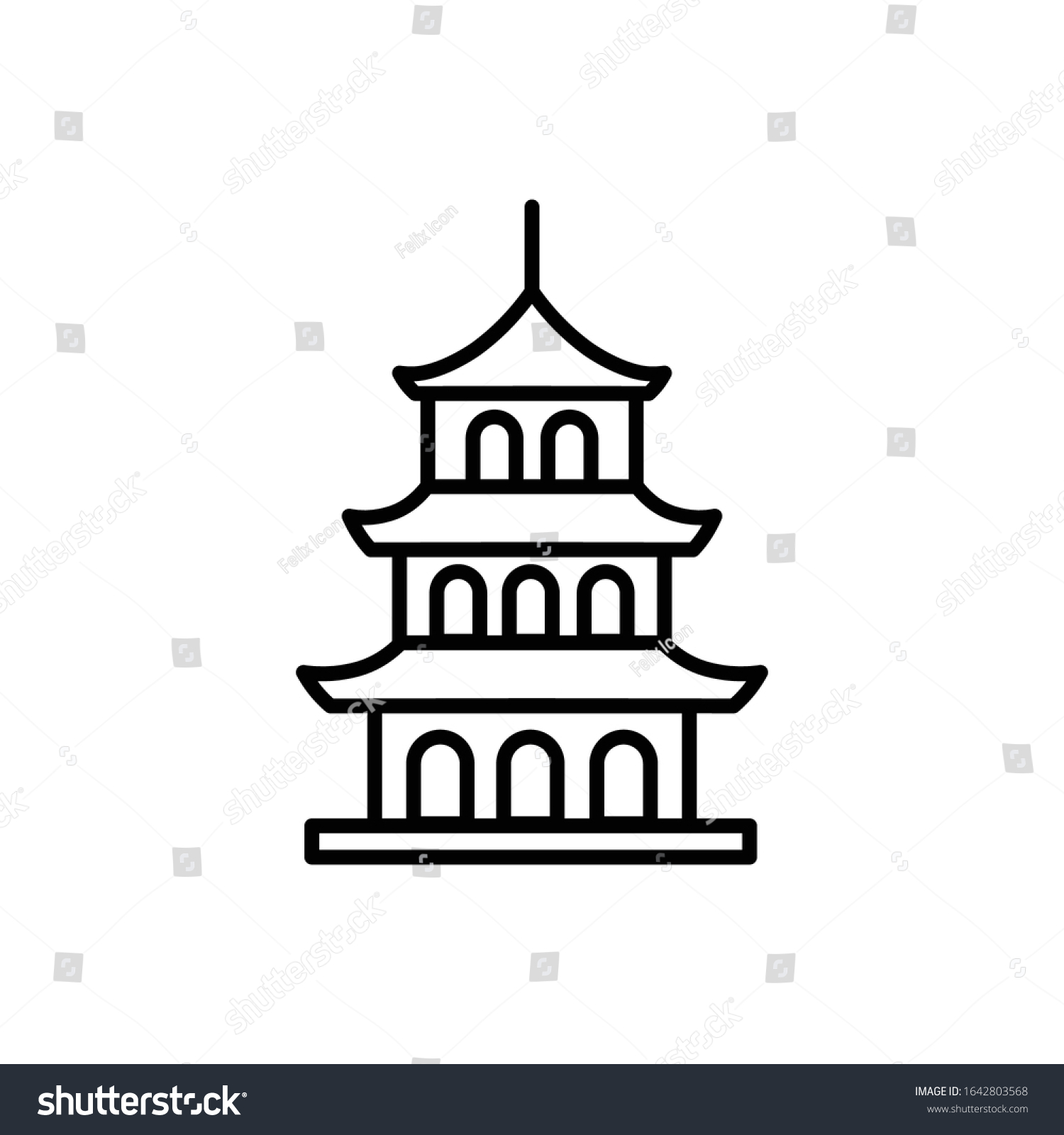 Pagoda Outline Icon Vector Stock Vector (royalty Free) 1642803568 