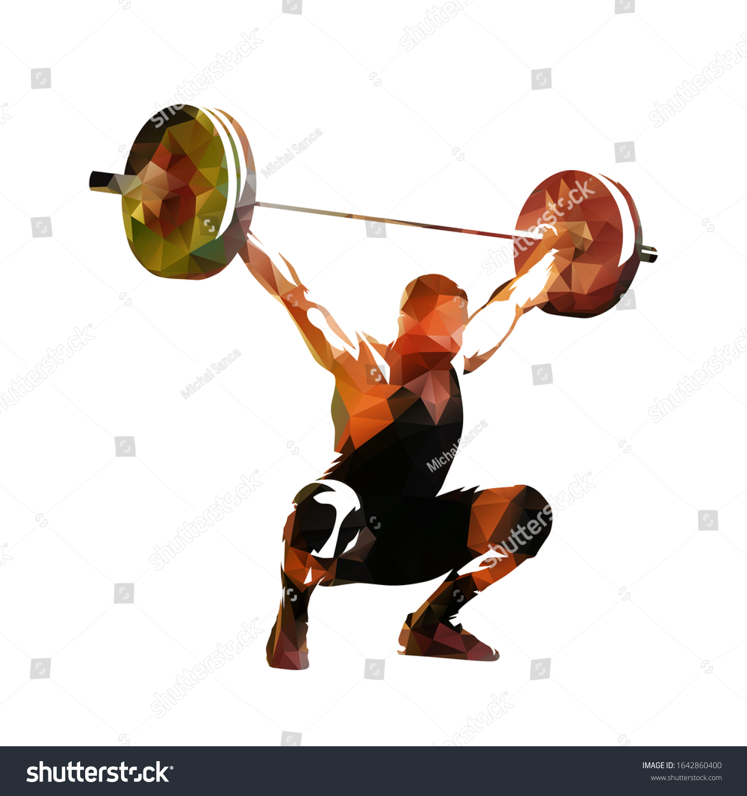 Weightlifter Lifting Big Barbell Isolated Low Stock Vector (royalty 