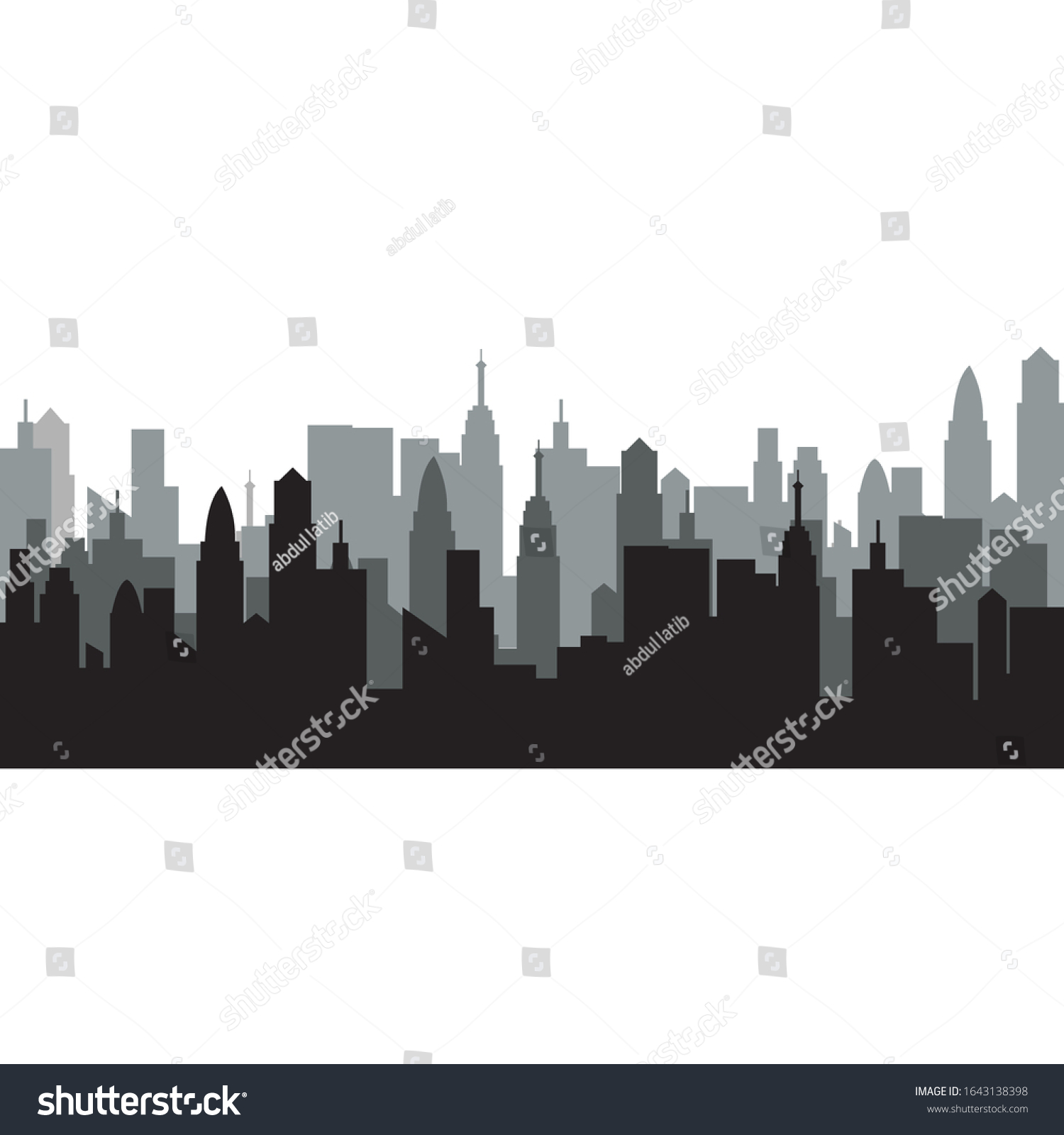 Black White City Silhouette Background Stock Vector (Royalty Free ...