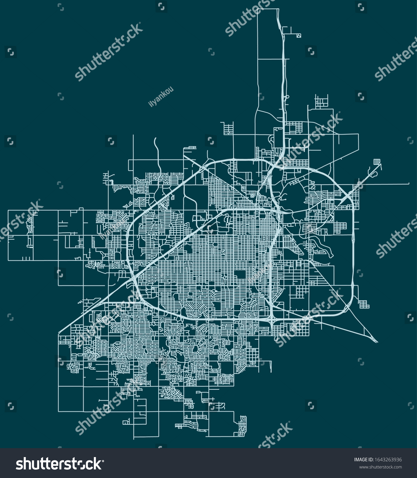 Road Map Lubbock Texas United States Stock Vector Royalty Free   Stock Vector Road Map Of Lubbock Texas United States 1643263936 