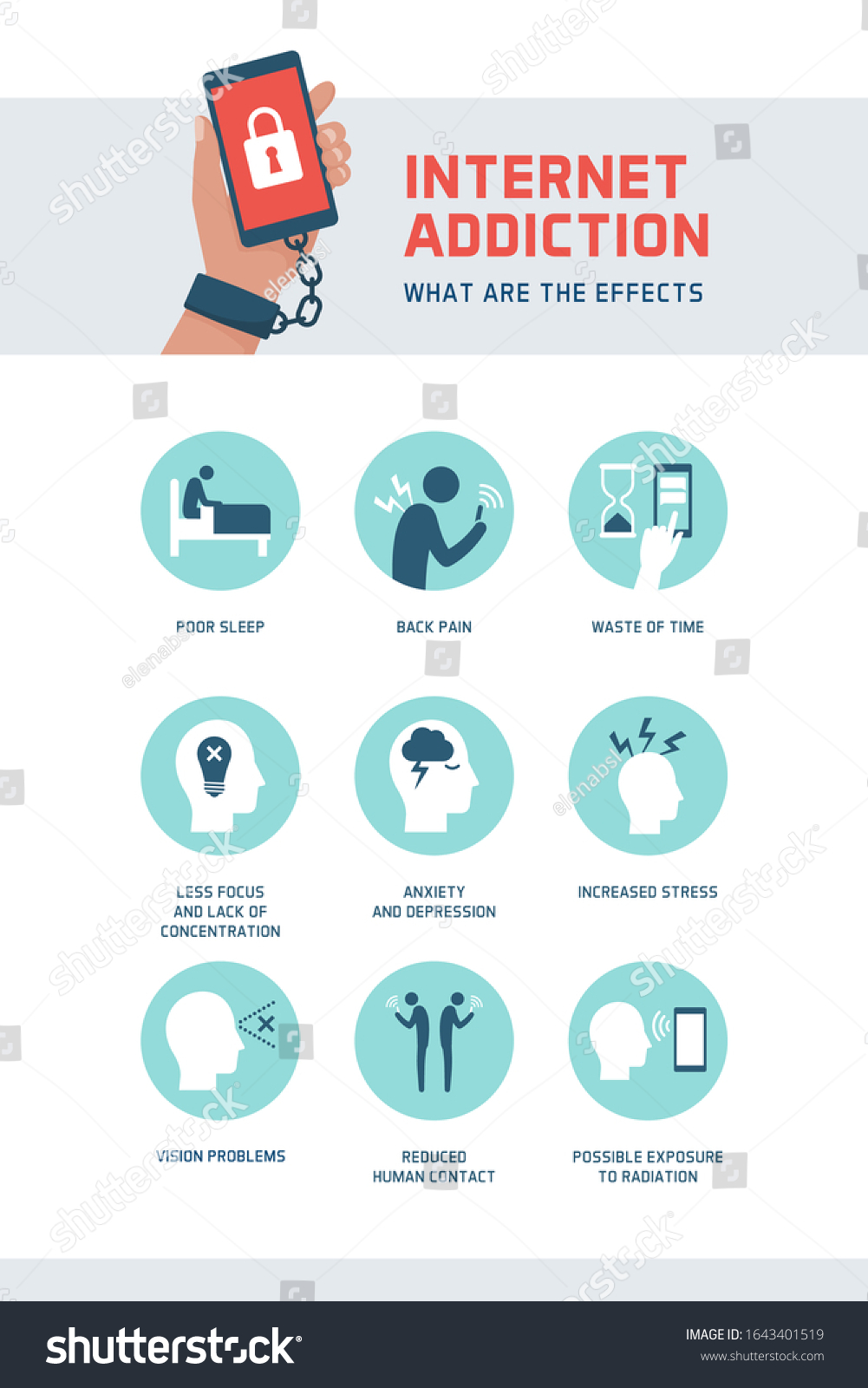 Internet Addiction Digital Detox Infographic Symptoms Stock Vector ...