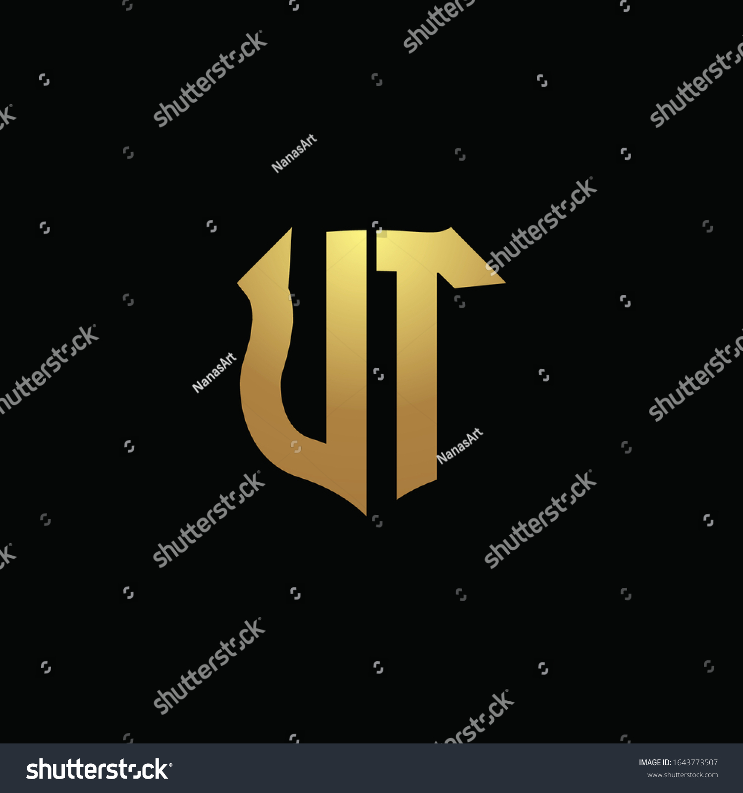 Ut Logo Monogram Gold Colors Shield Stock Vector (Royalty Free ...