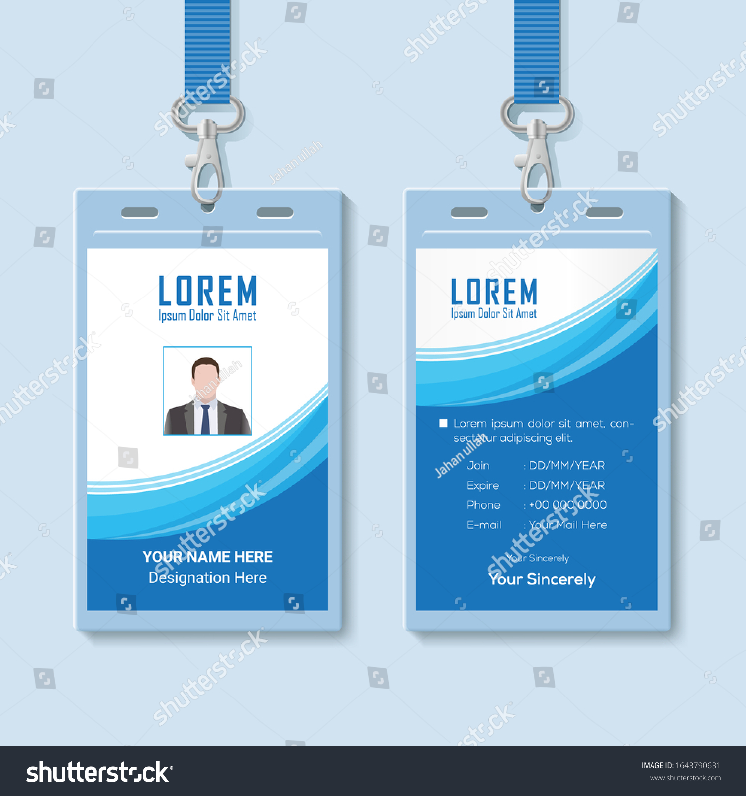 Id Card Lanyard Set Isolated Vector Stock Vector (Royalty Free ...