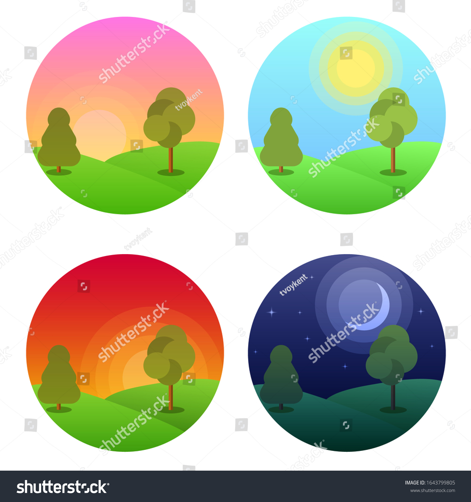 Modern Beautiful Landscape Gradients Morning Noon Stock Vector (Royalty ...