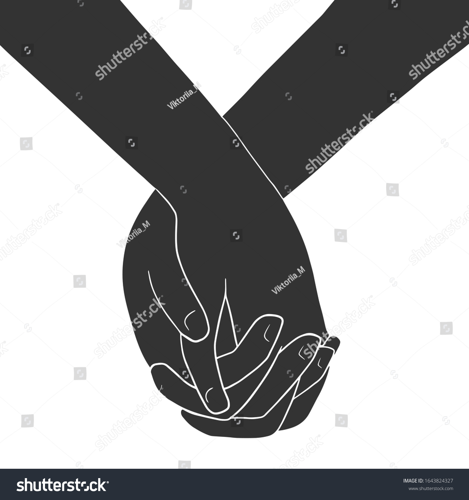 Hold Hands Black Silhouettes Two Hands Stock Vector (Royalty Free ...