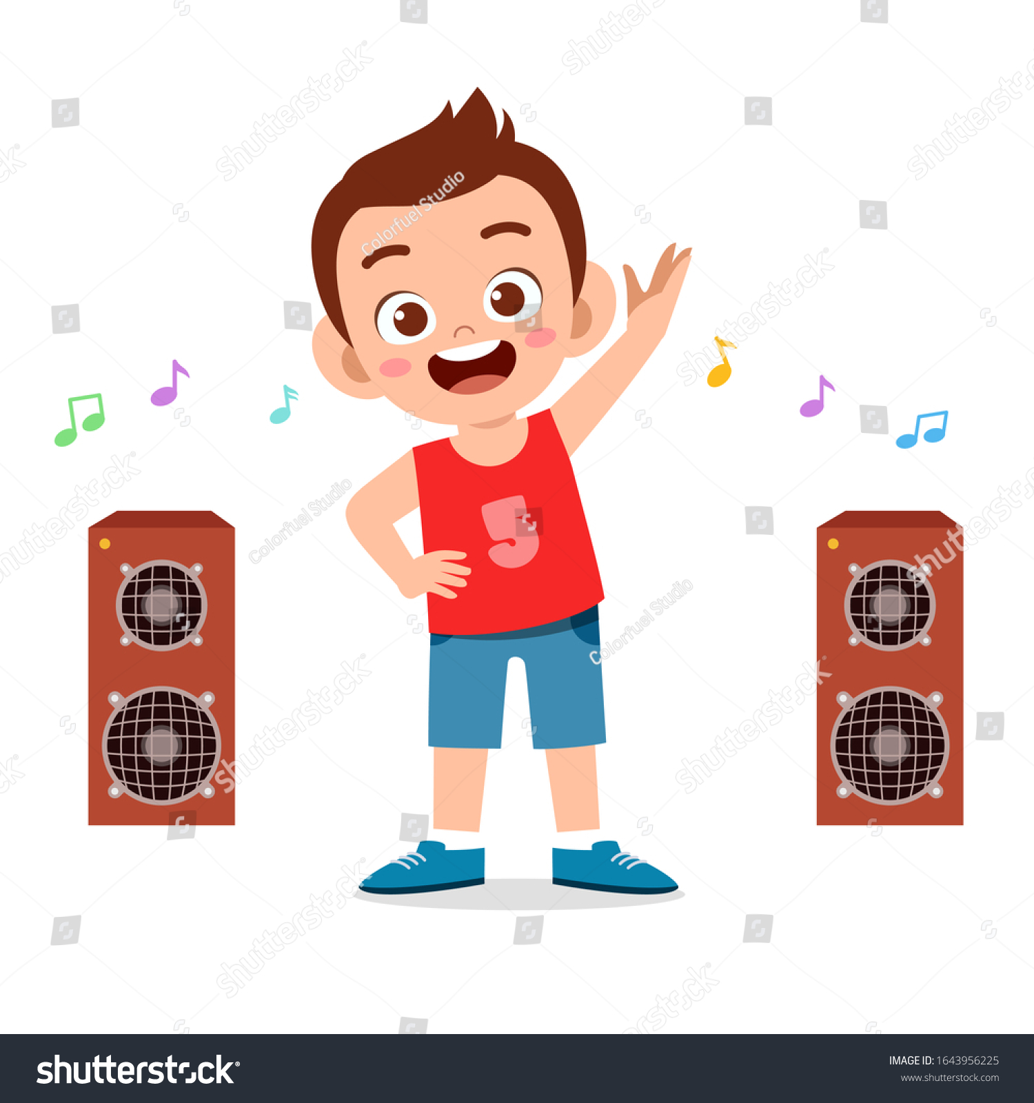 Happy Cute Little Kid Boy Workout Stock Vector (Royalty Free ...