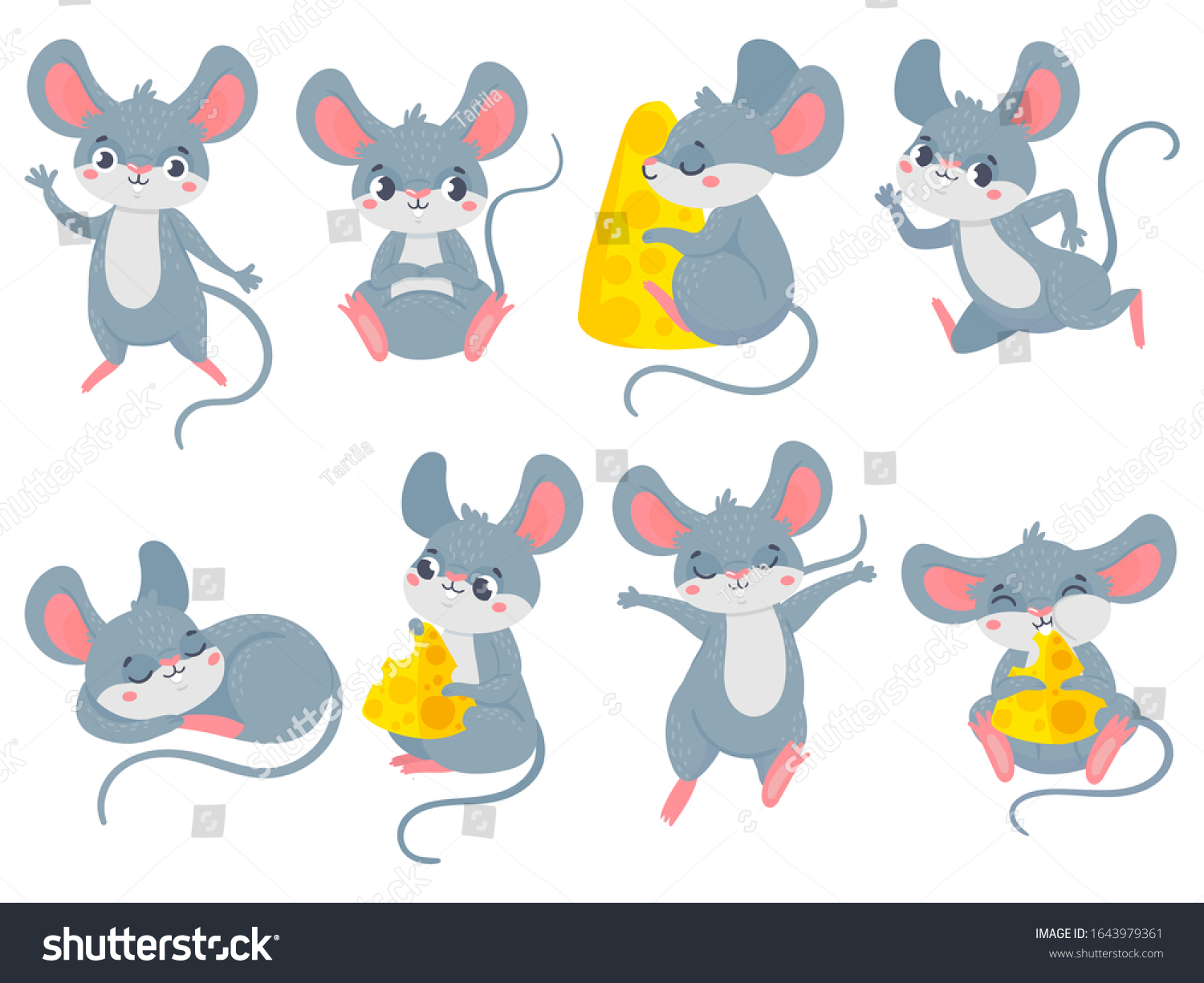 Cartoon Mouse Little Cute Mouses Funny Stock Vector (Royalty Free ...