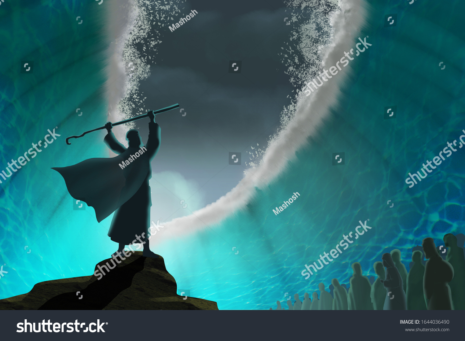 Moses Separate Sea Exodus Illustration Stock Illustration 1644036490 ...