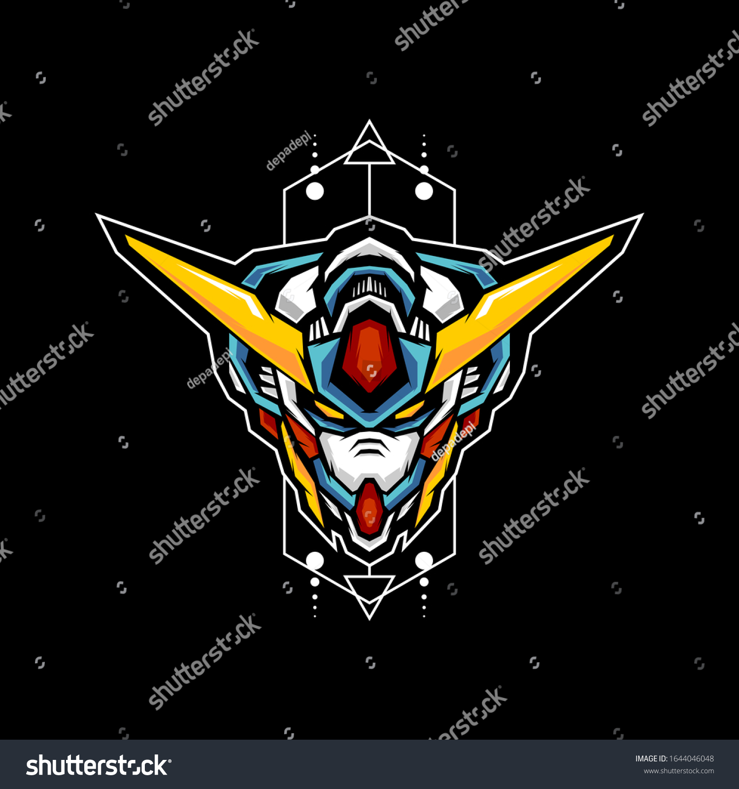 Robot Head Gaming Mascot Sacred Geometric Stock Vector (Royalty Free ...