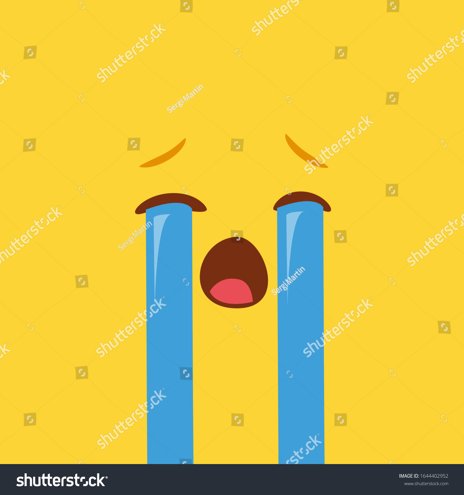 Emoji Crying Yellow Background Flat Style Stock Vector (Royalty Free ...