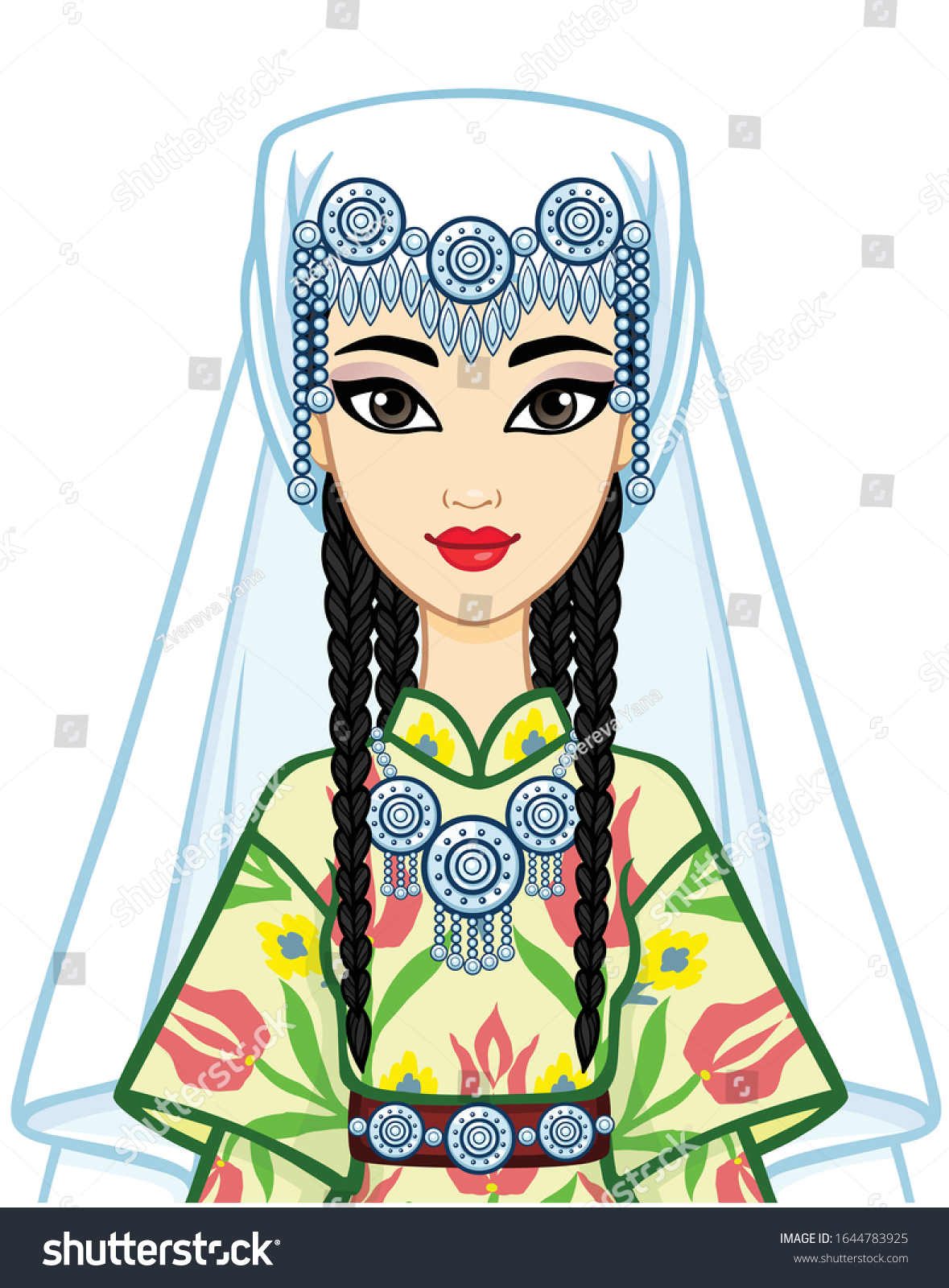 Asian Beauty Animation Portrait Beautiful Girl Stock Vector Royalty Free 1644783925 Shutterstock