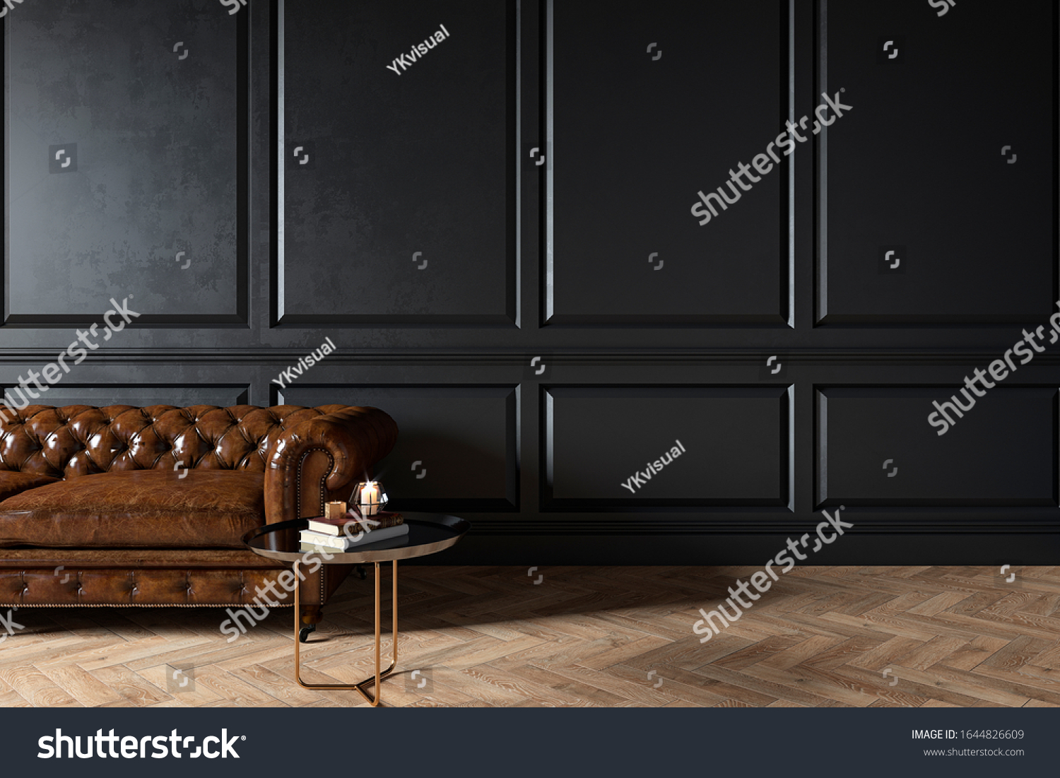 Modern Classic Black Interior Capitone Chester Stock Illustration ...