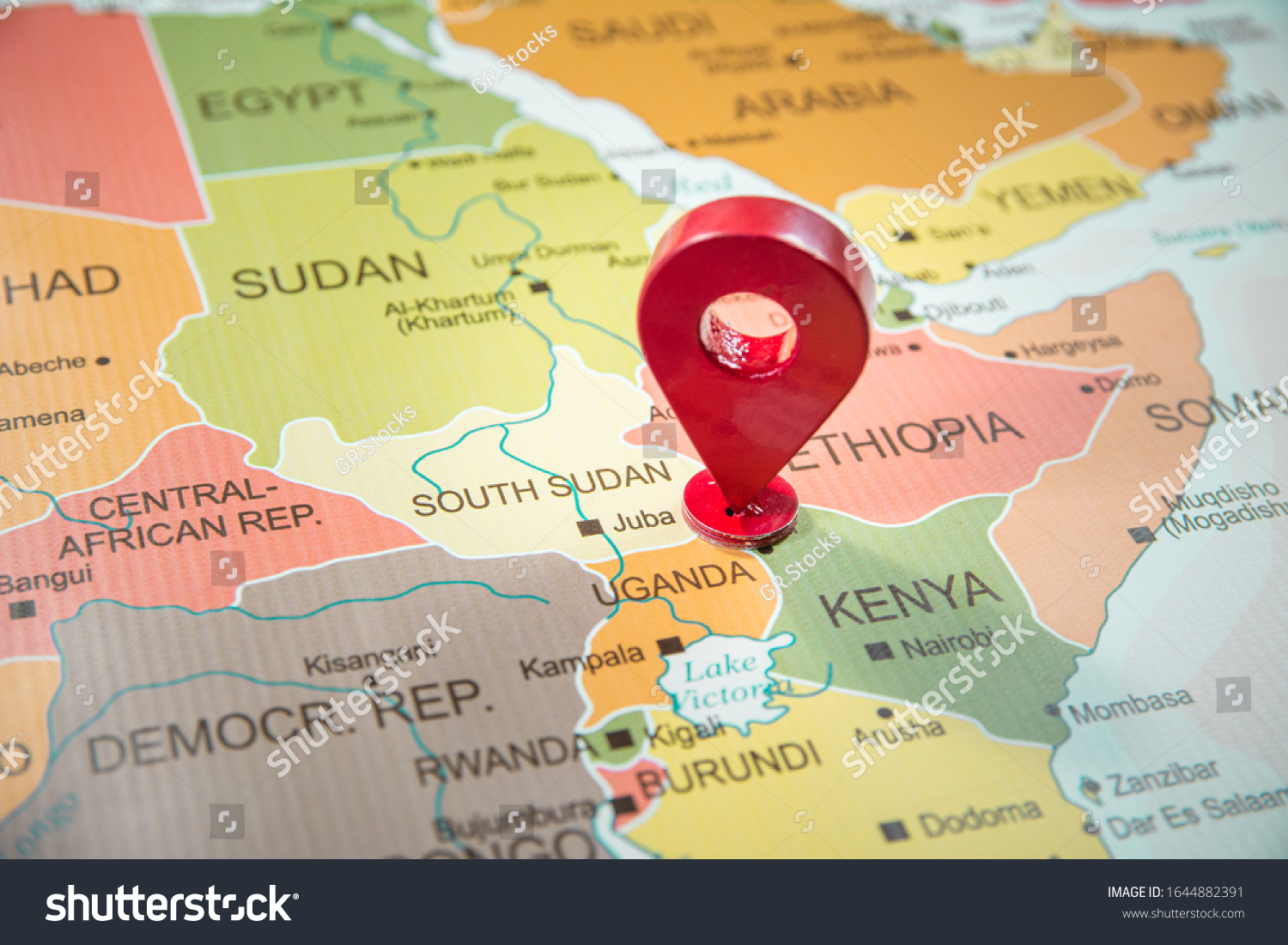 Uganda In World Map Uganda Map Focus On World Map Stock Photo 1644882391 | Shutterstock