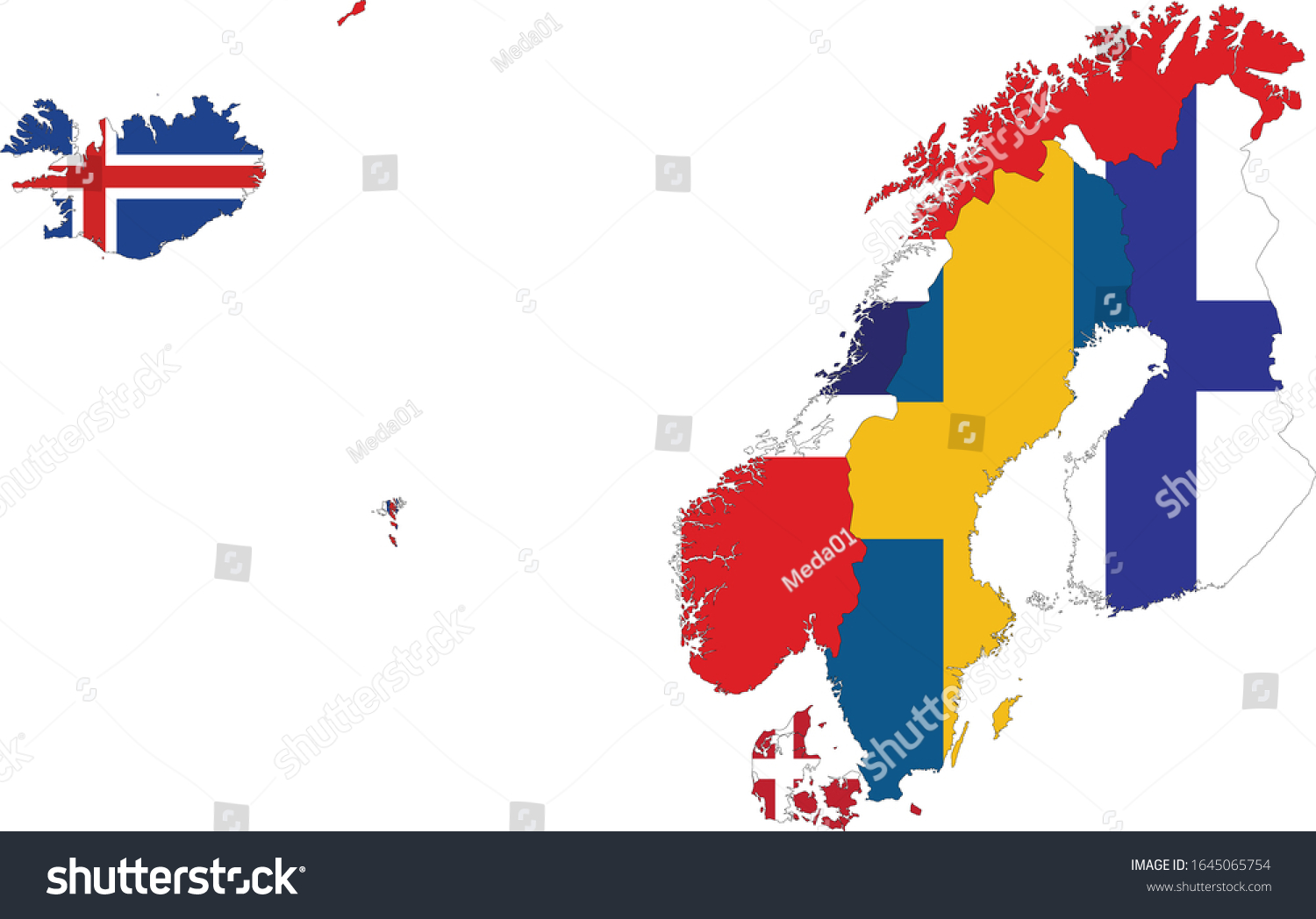 Vector Illustration Map Nordicnorth Europe Countries Stock Vector 