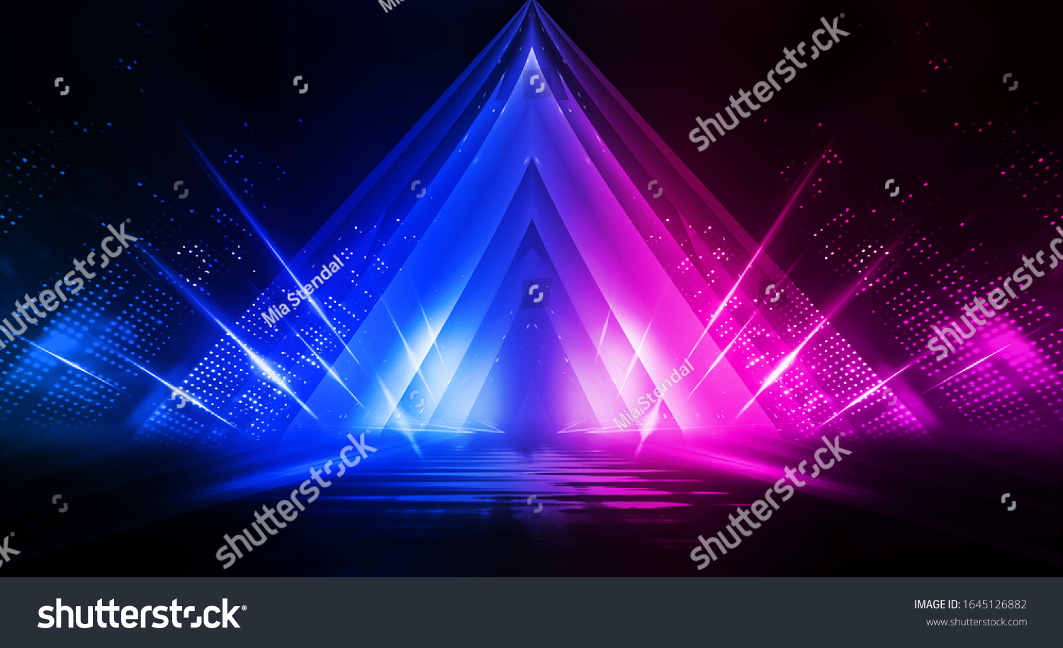 Empty Stage Blue Pink Purple Neon Stock Illustration 1645126882 ...