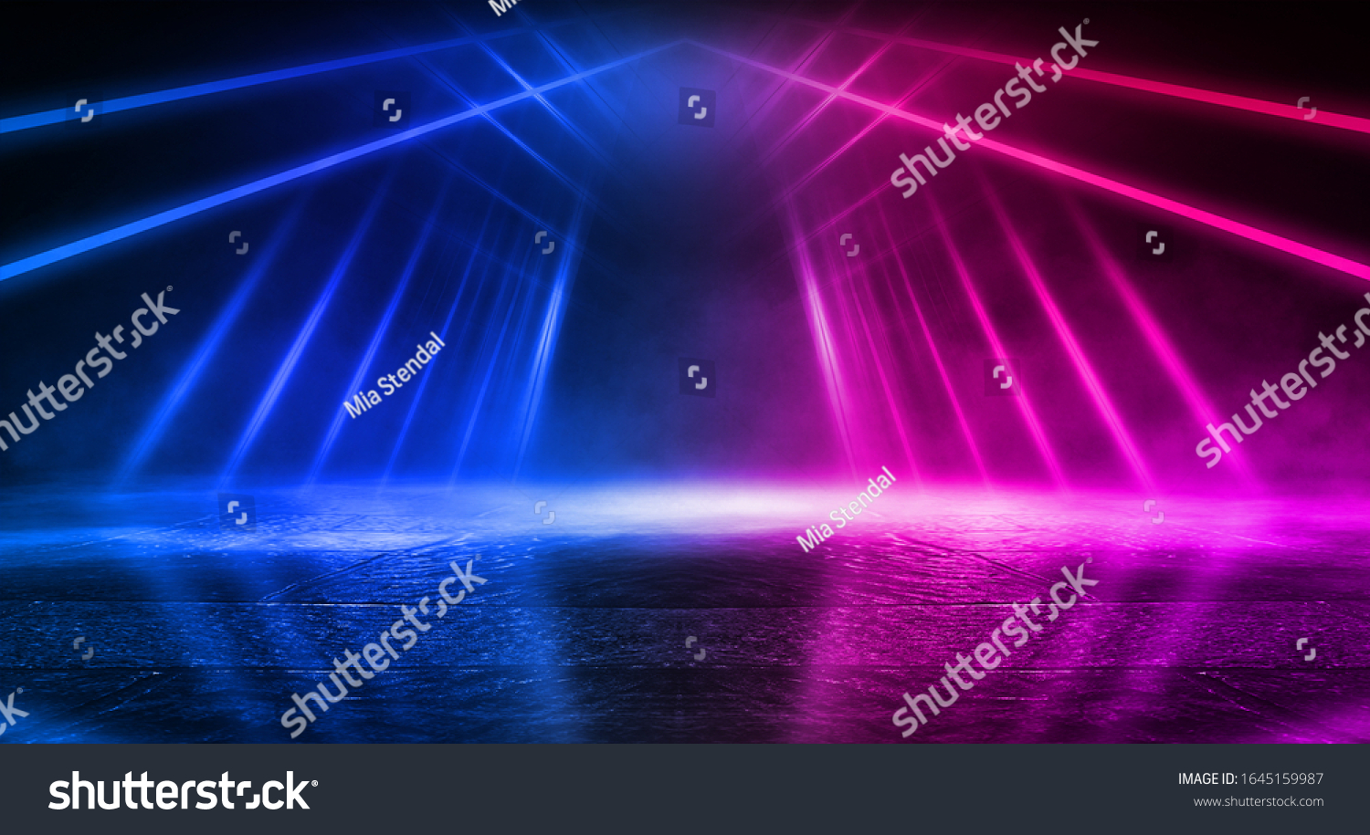 Empty Stage Blue Pink Purple Neon Stock Illustration 1645159987 ...