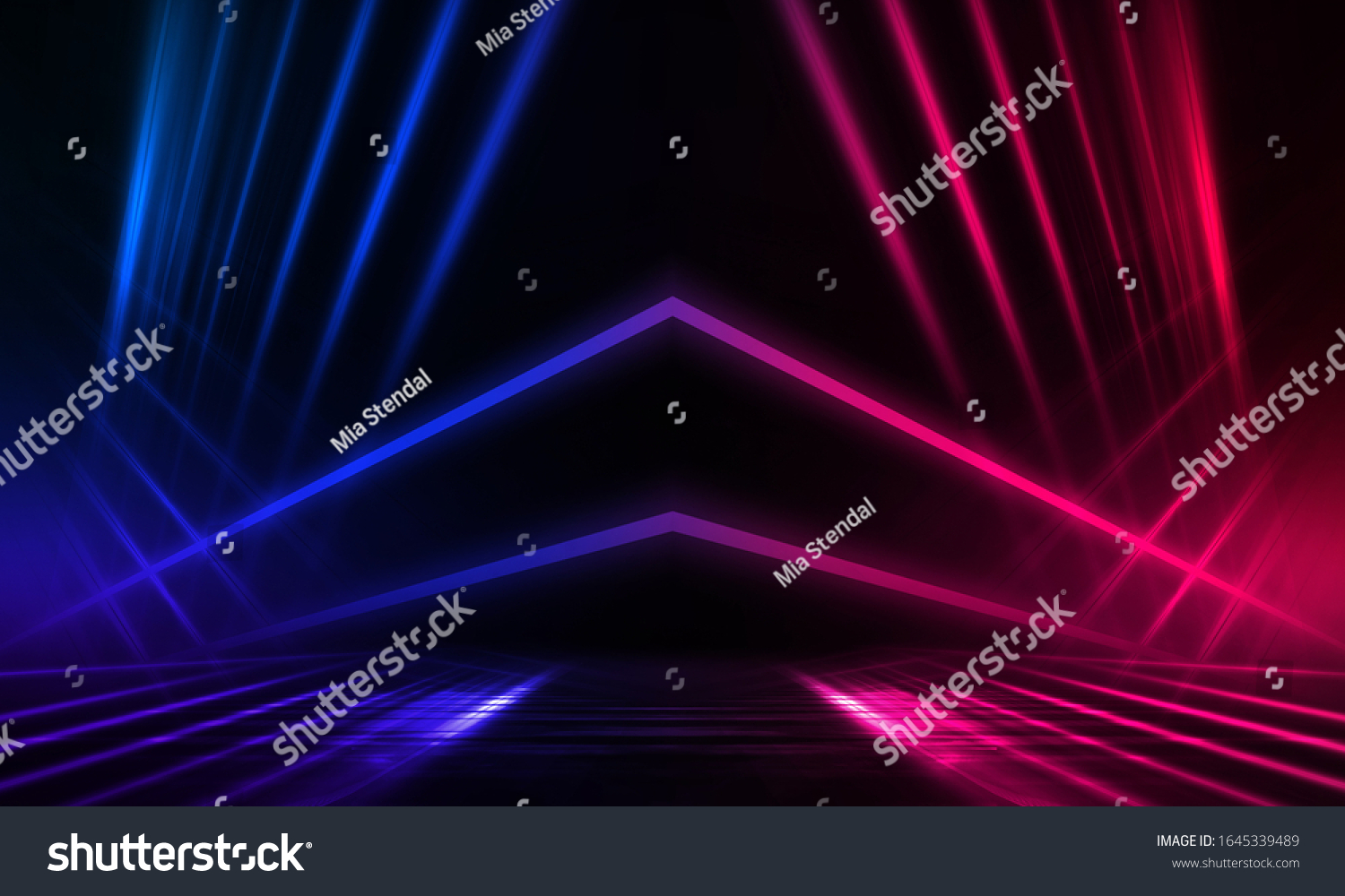 Empty Stage Blue Pink Purple Neon Stock Illustration 1645339489 ...