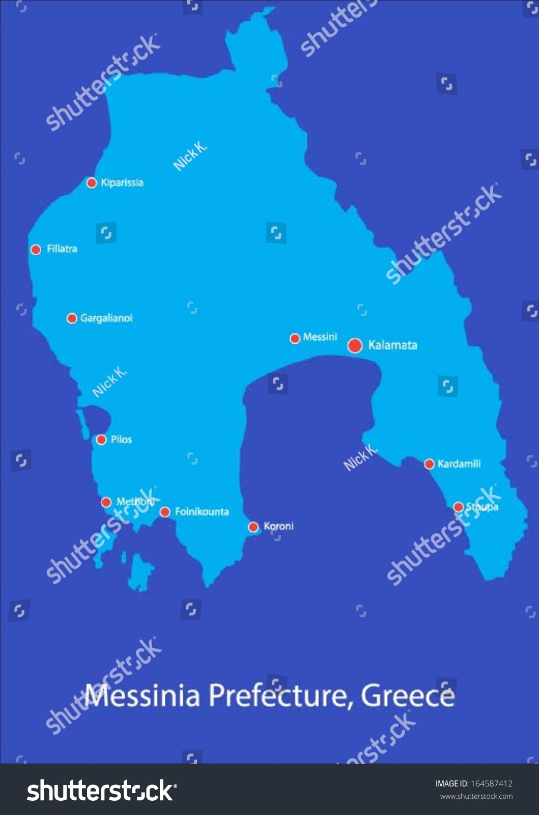 Messinia Map Greece Illustration This Layered: vector de stock (libre ...