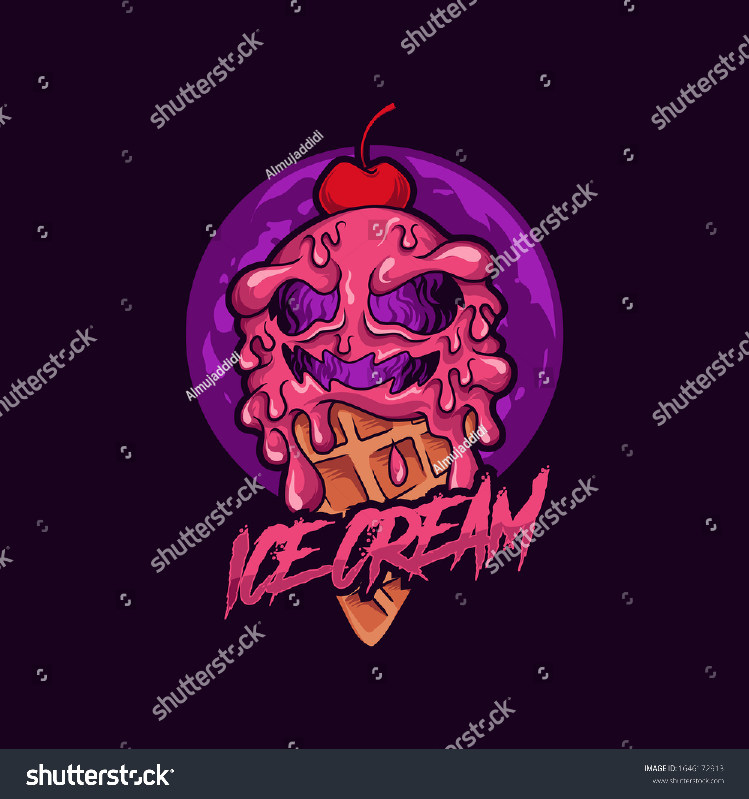 Ice Cream Monster Zombie Vector Illustration Stock Vector (royalty Free 