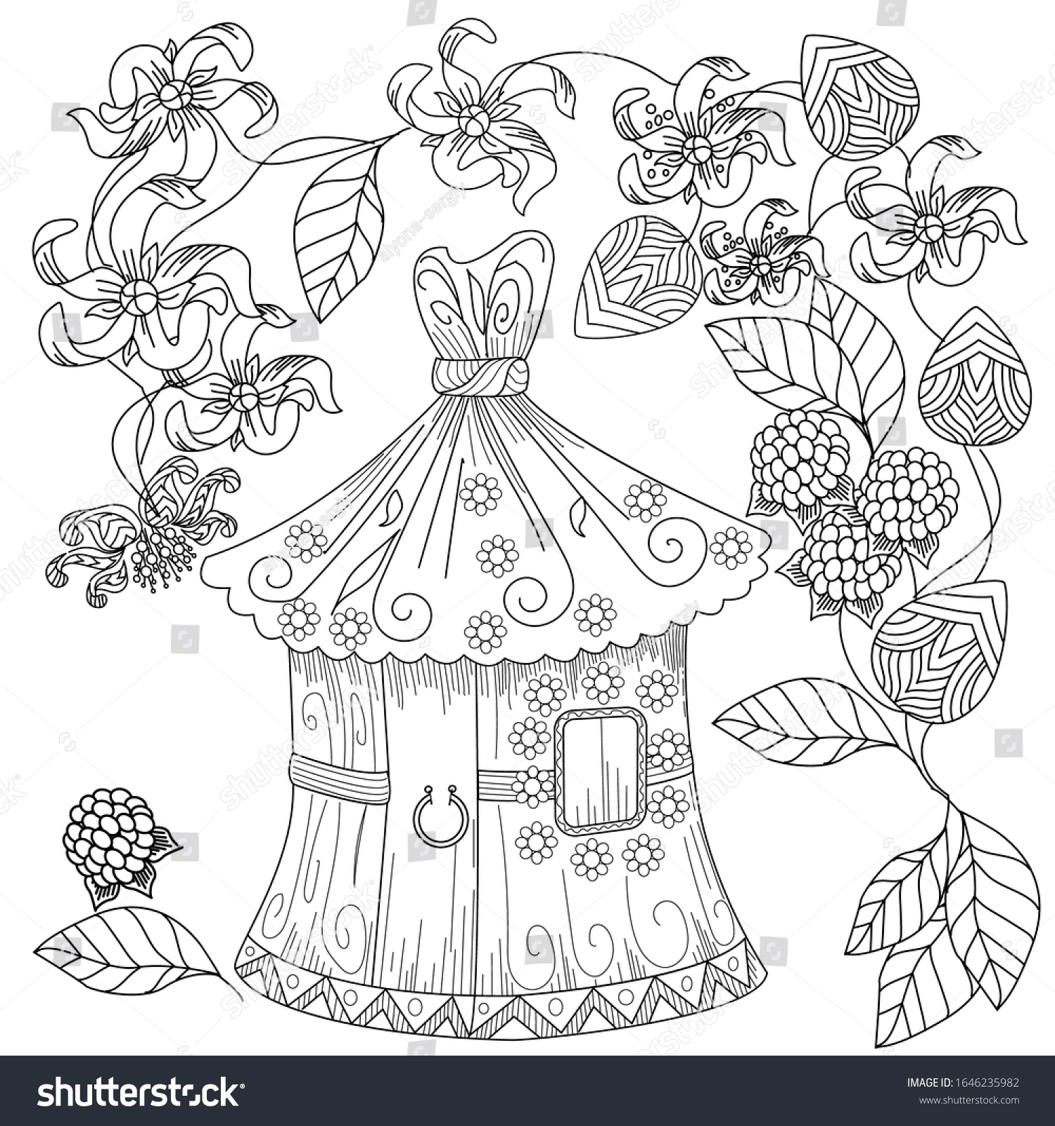 Coloring Pages Colouring Pictures Birdhouse Linear Stock Vector ...