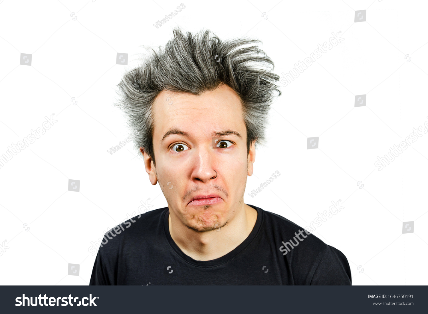 Shaggy Guy Long Grey Hair Surprised Stock Photo 1646750191 | Shutterstock