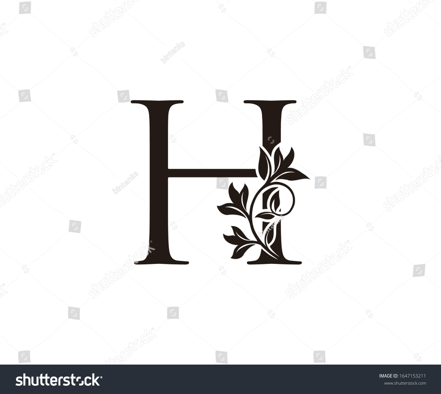 Elegant Letter H Graceful Royal Style Stock Vector (Royalty Free ...