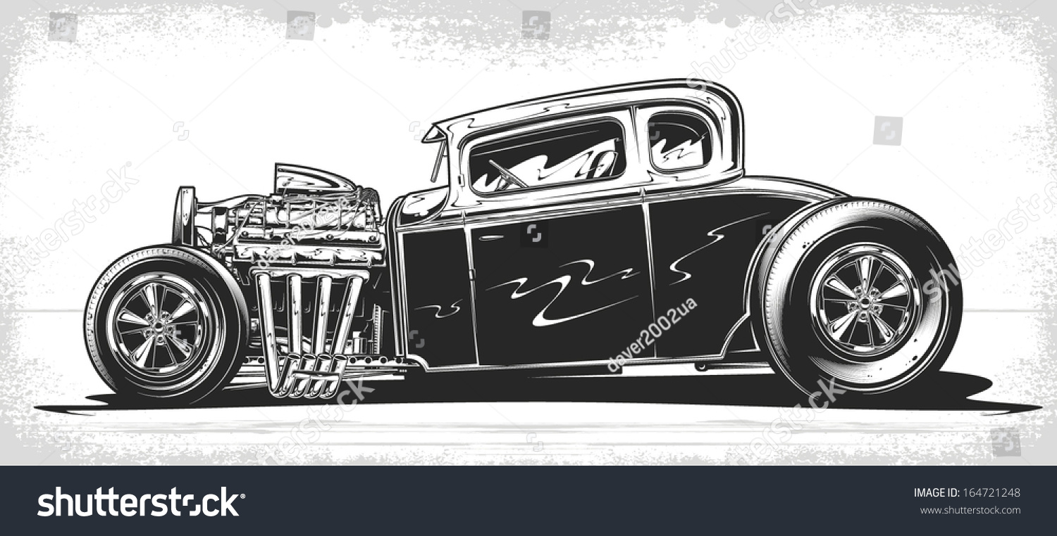 Vector Hot Rod Stock Vector (Royalty Free) 164721248 | Shutterstock