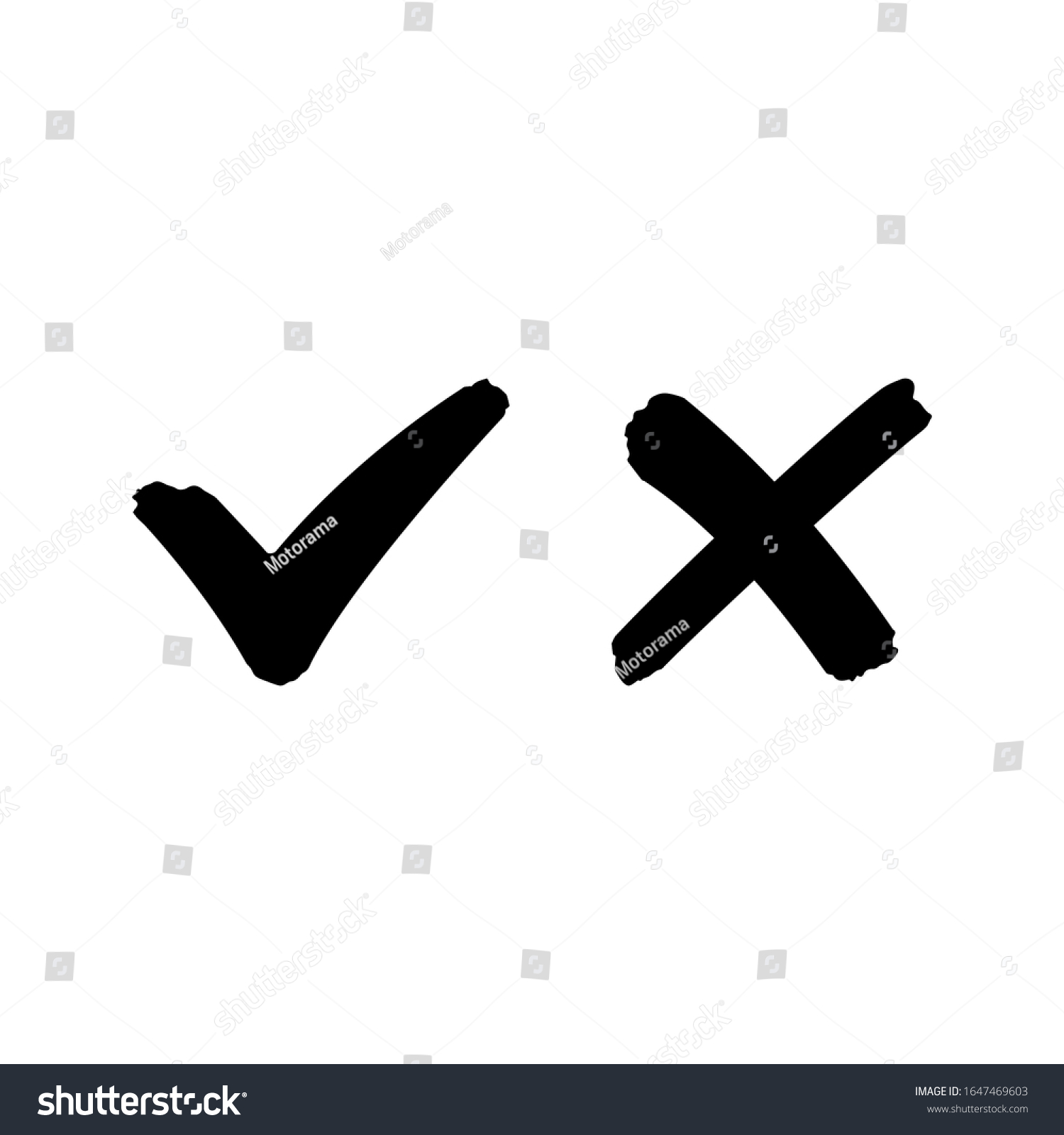 Check Mark Icon Cross Sign Isolated Stock Illustration 1647469603 ...