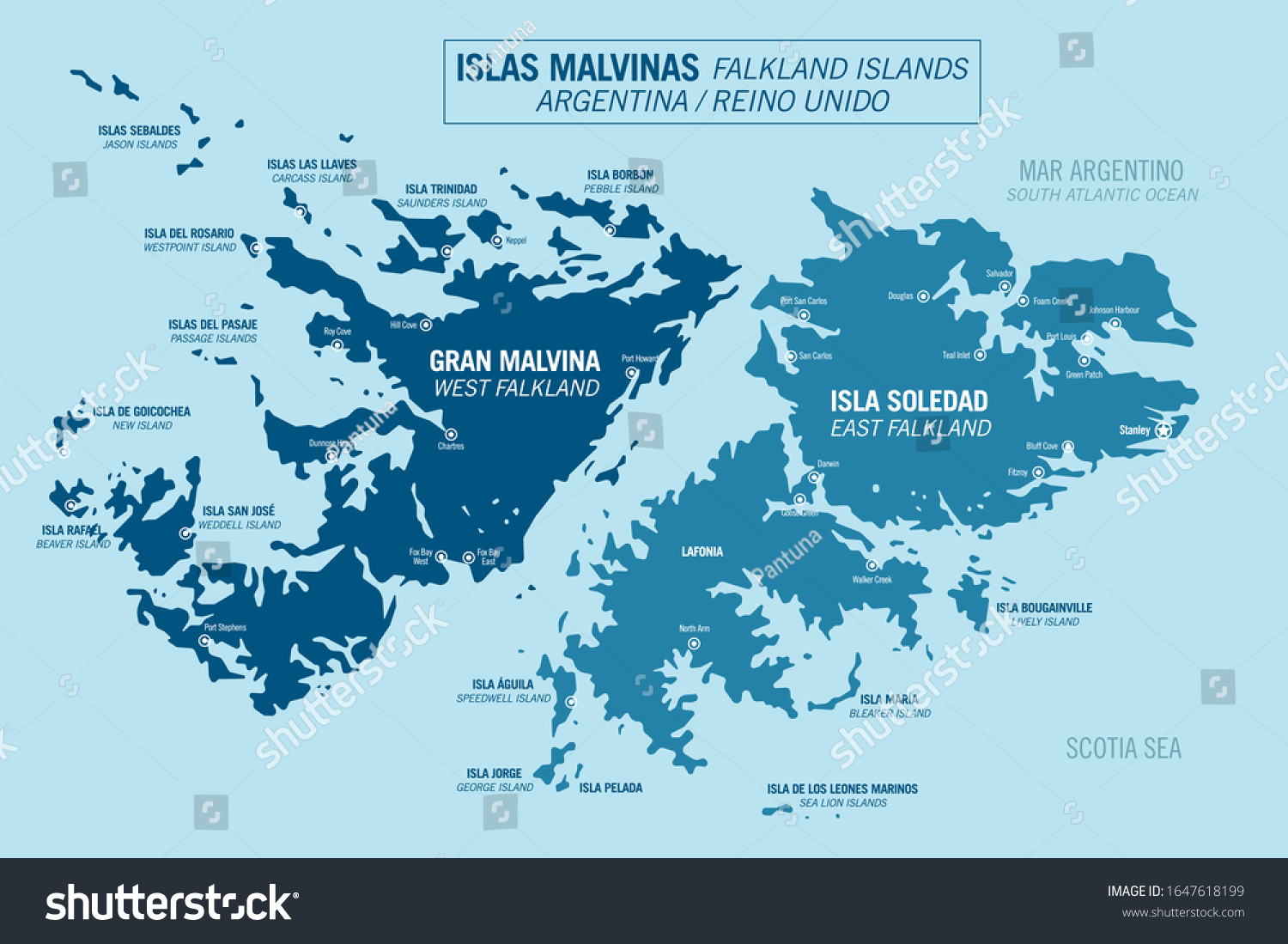 Карта Фолклендских островов подробно