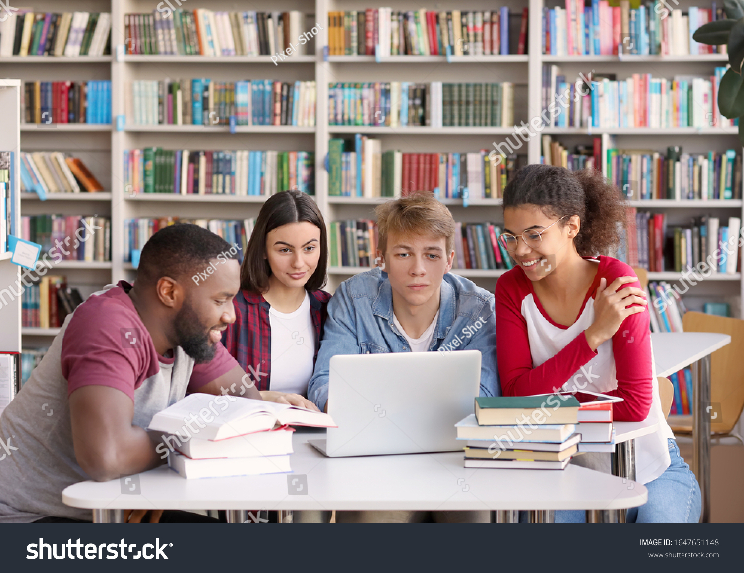 Young Students Preparing Exam Library Stock Photo 1647651148 