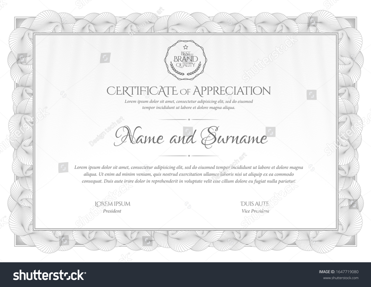 Certificate Template Silver Diploma Modern Design Stock Vector (Royalty ...