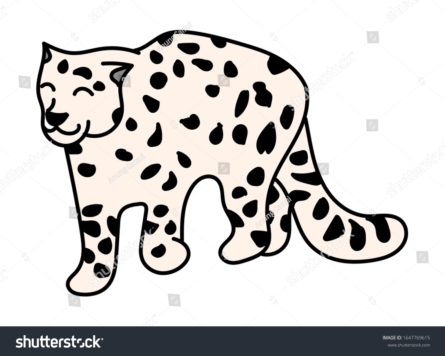 Cute Smiling Snow Leopard Cartoon Vector Stock Vector (Royalty Free ...