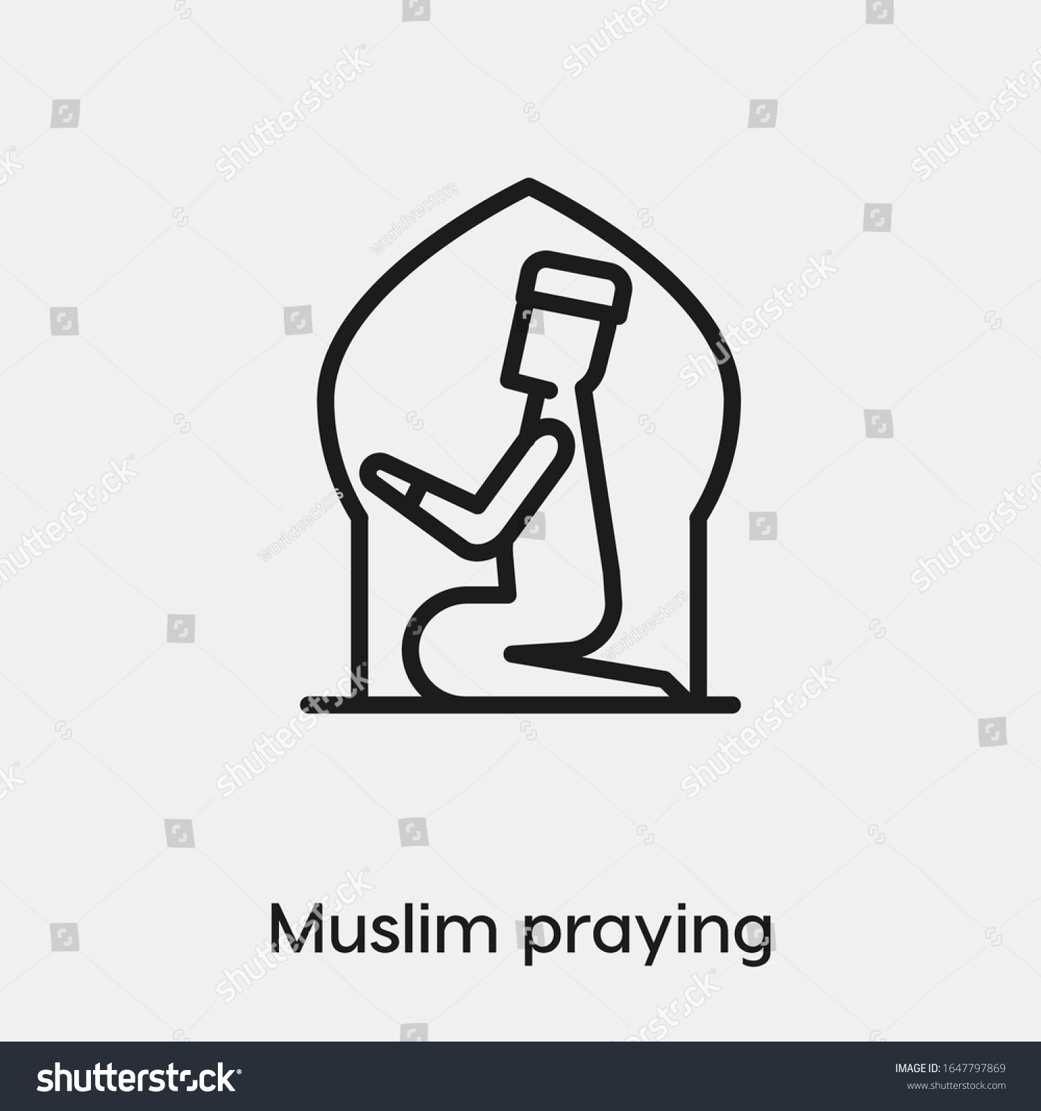 Muslim Praying Icon Vector Linear Style Stock Vector (Royalty Free ...