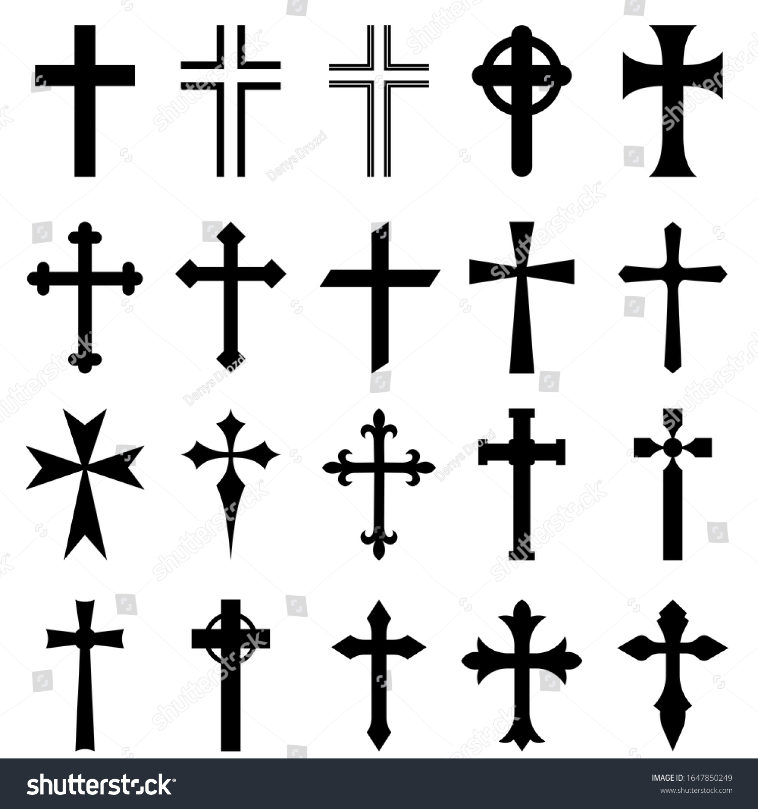 Christian Crosses Vector Icon Set Cross Stock Vector (Royalty Free ...