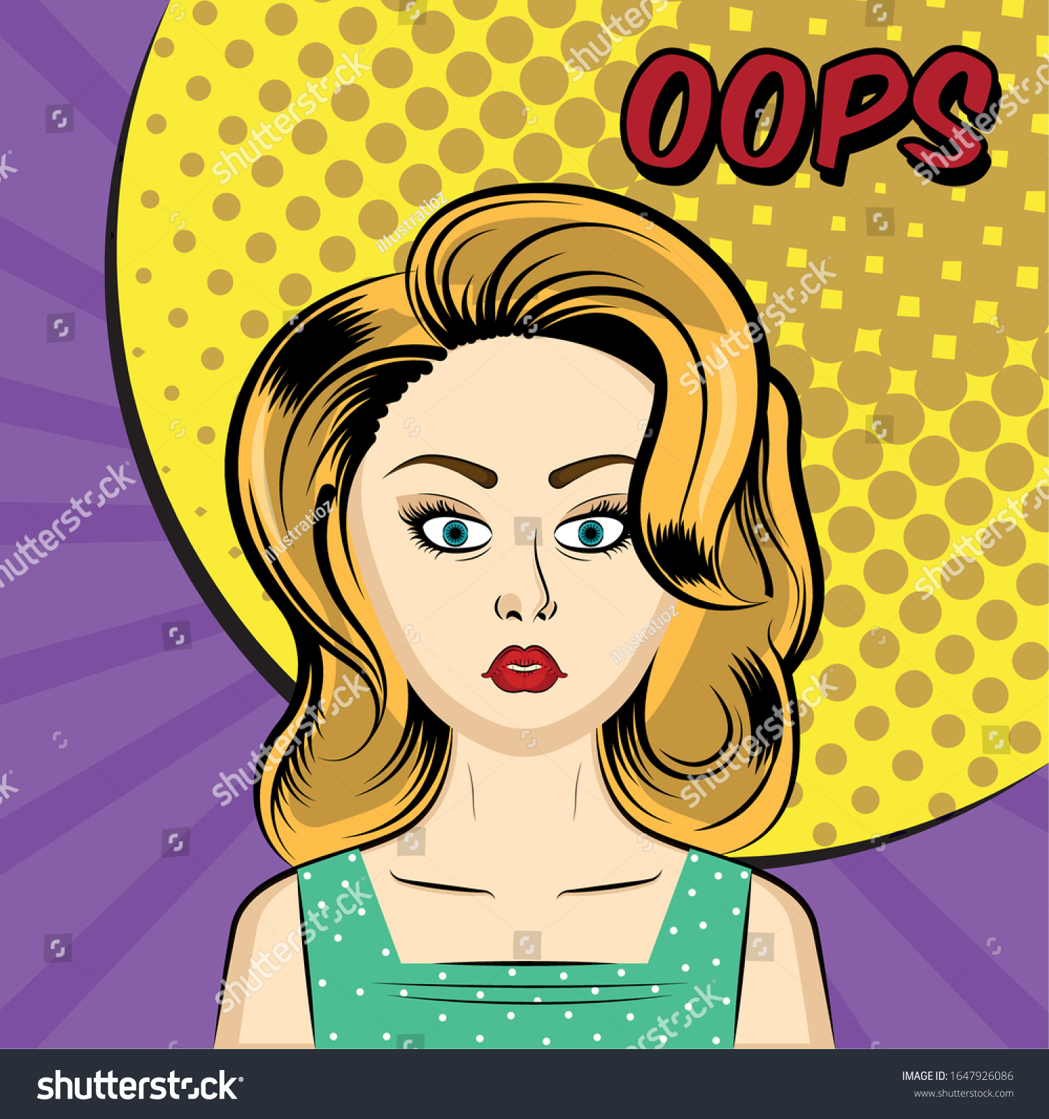 Vektor Stok Woman Pop Art Over Comic Background Tanpa Royalti 1647926086 Shutterstock 3147