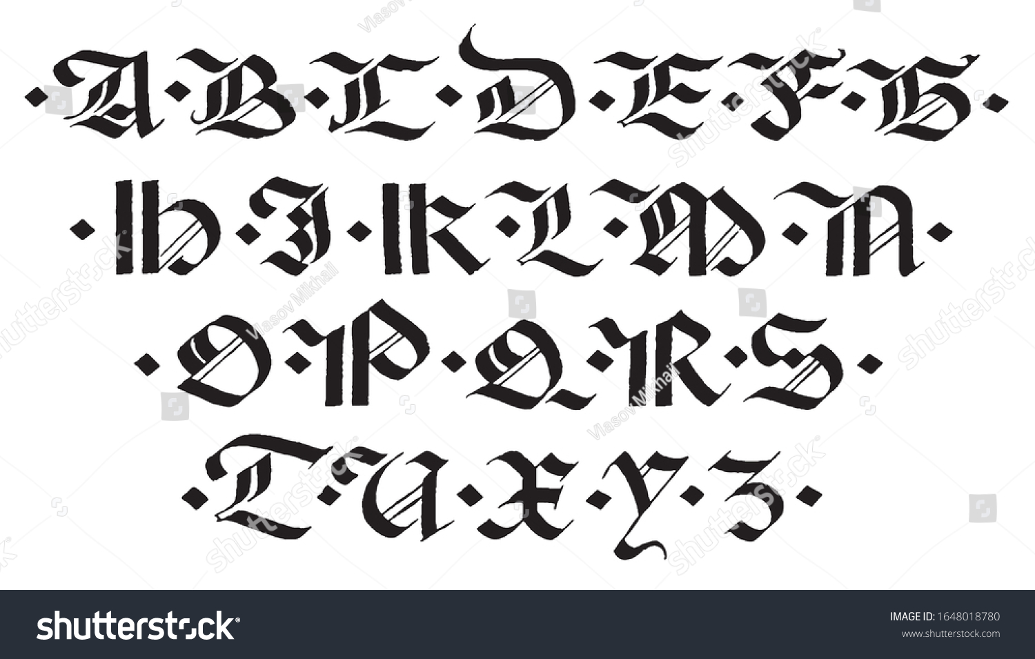 Handwritten Rotunda Capital Letters Black On Stock Vector (Royalty Free ...