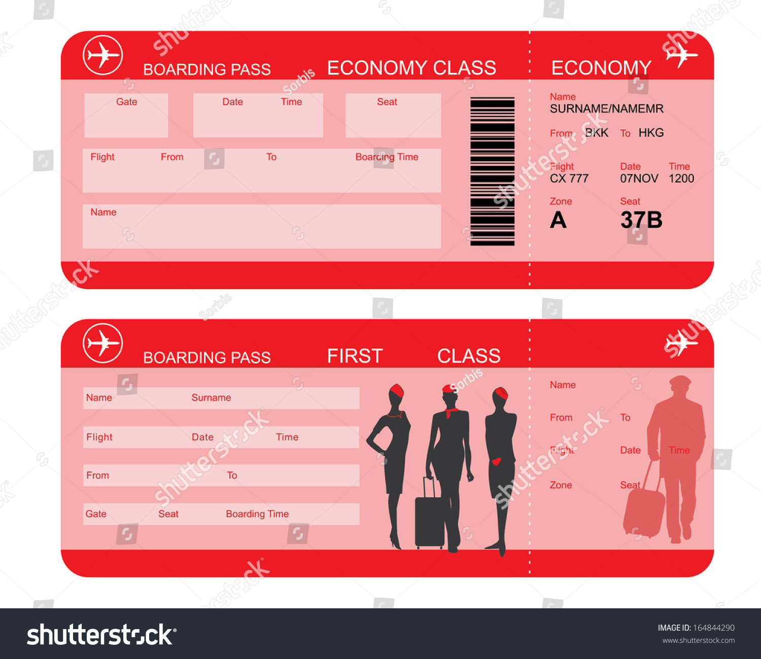 Vector Image Airline Boarding Pass Tickets 库存矢量图（免版税）164844290 Shutterstock