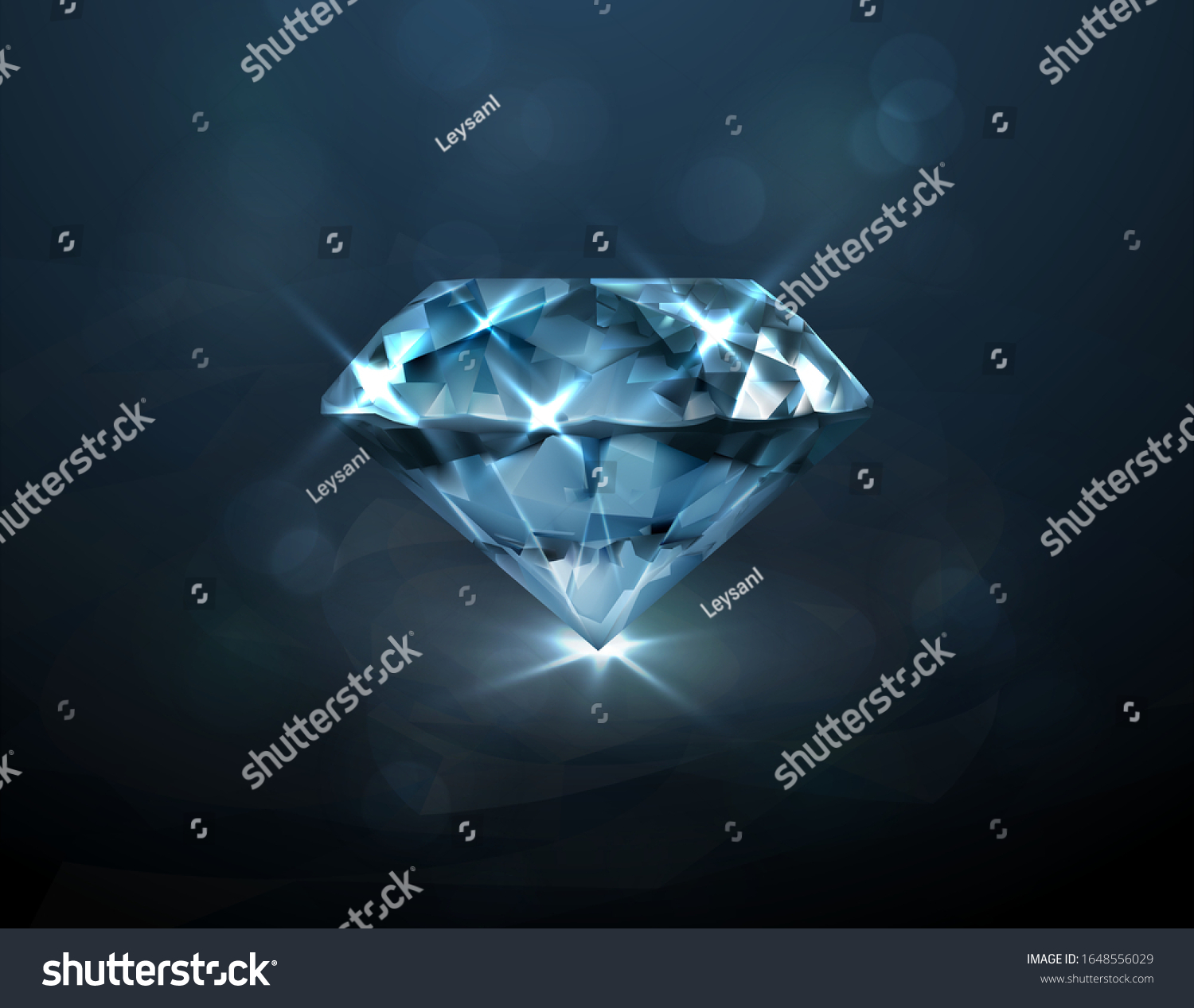 Realistic Vector Diamond Illustration Blue Crystal Stock Vector ...